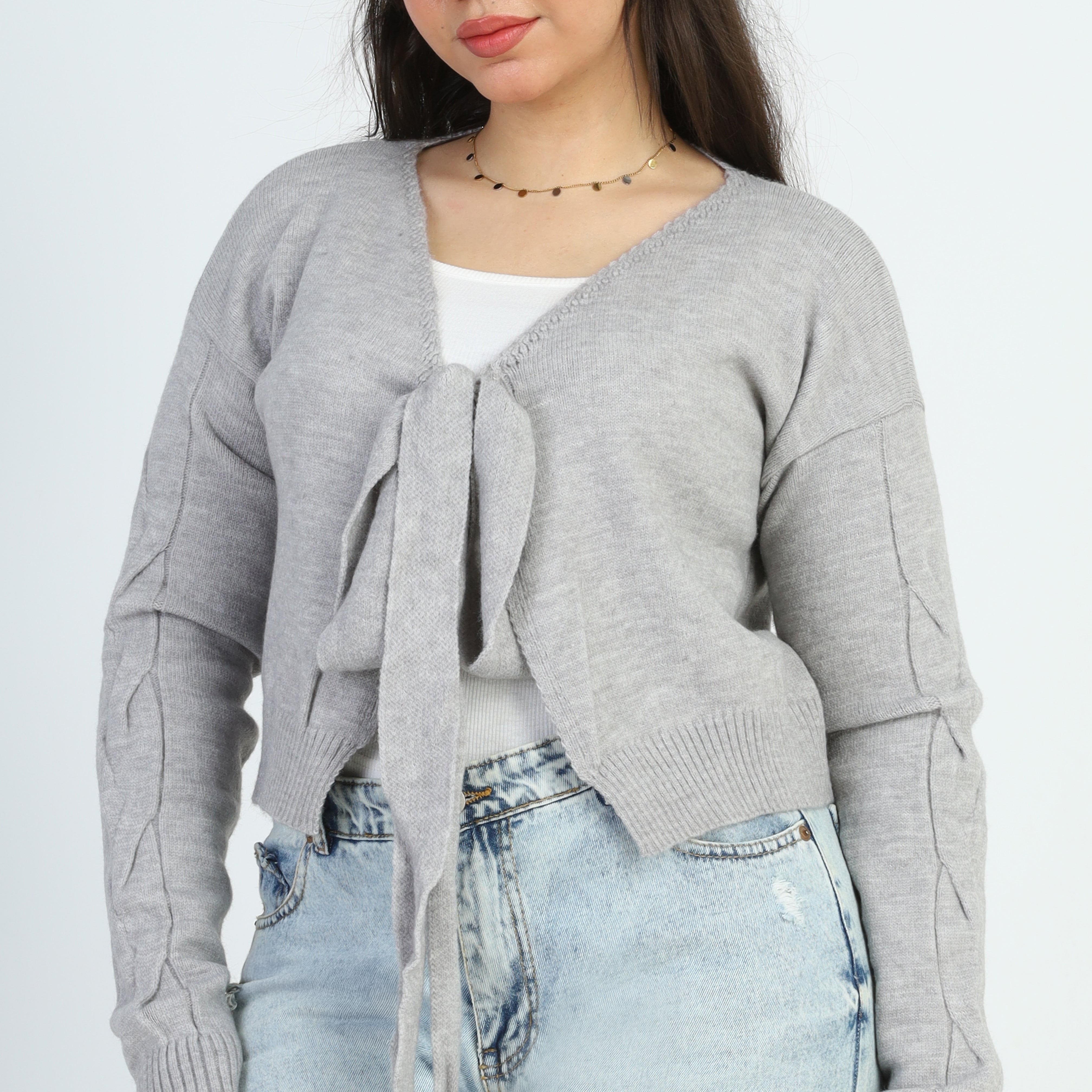 Tie-Front Crop Cardigan w16329