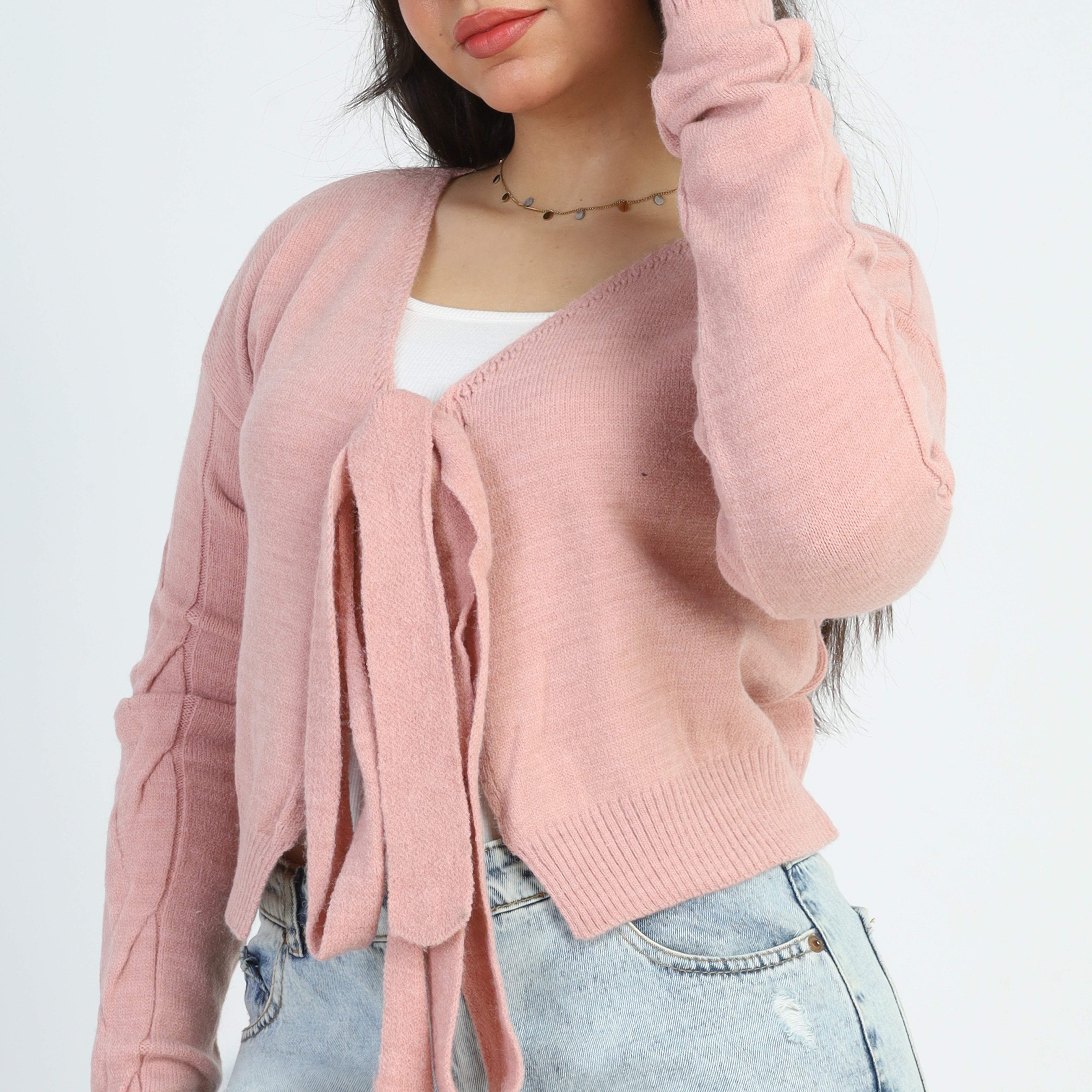 Tie-Front Crop Cardigan w16329