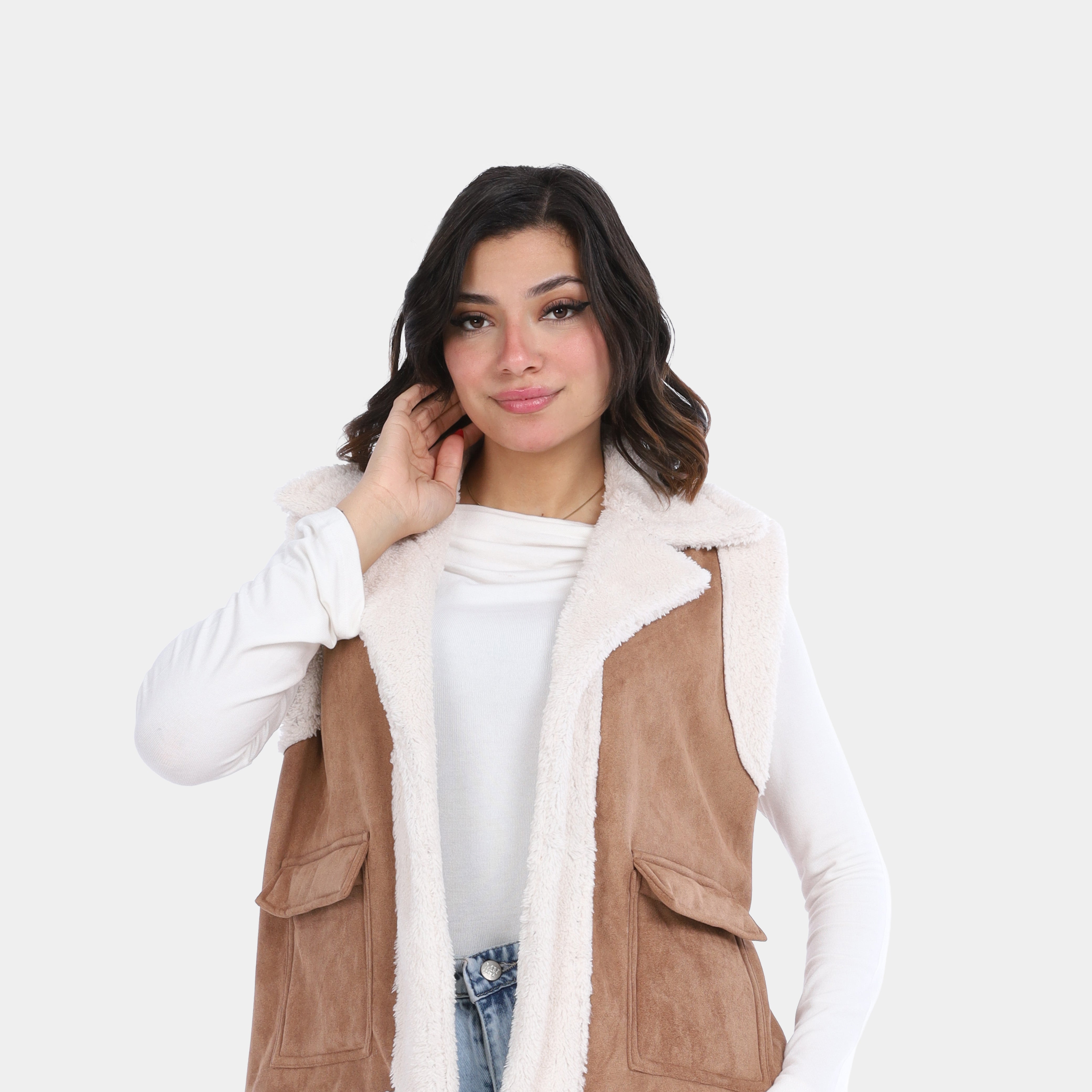 Faux Leather Cut Jacket with Fur Lining w1634/353