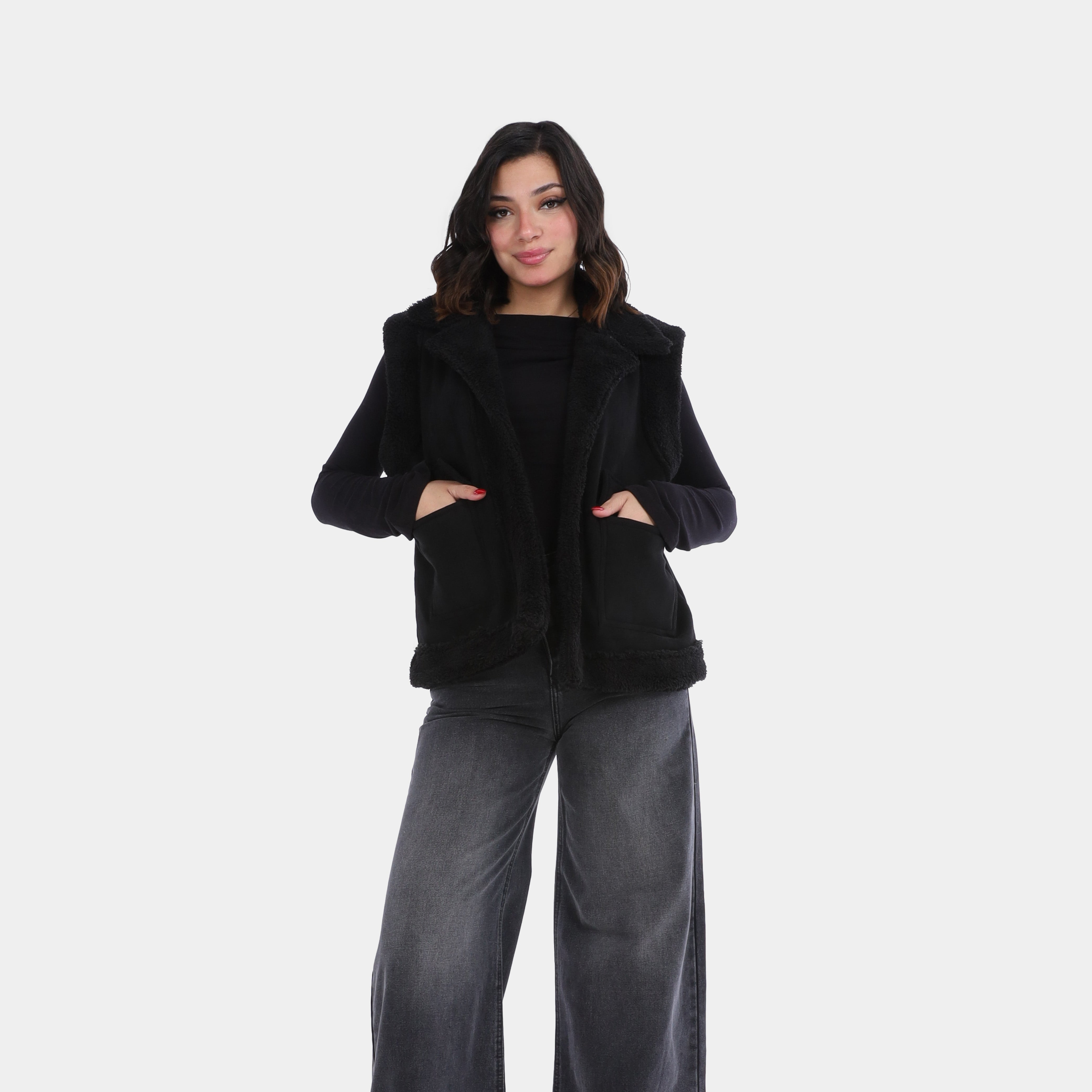 Faux Leather Cut Jacket with Fur Lining w1634/353