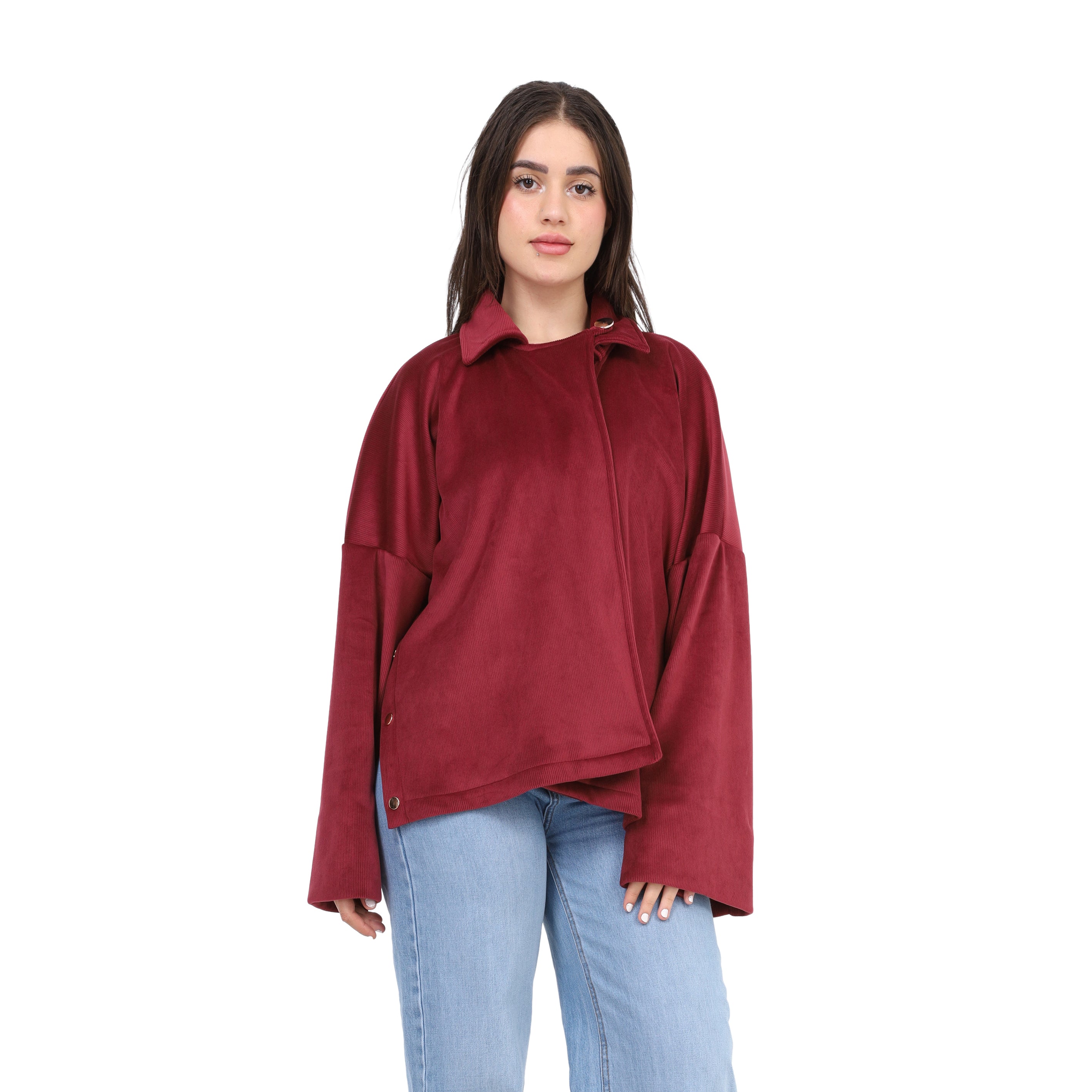 Oversized Velvet Button-Detail Shirt w1634/358