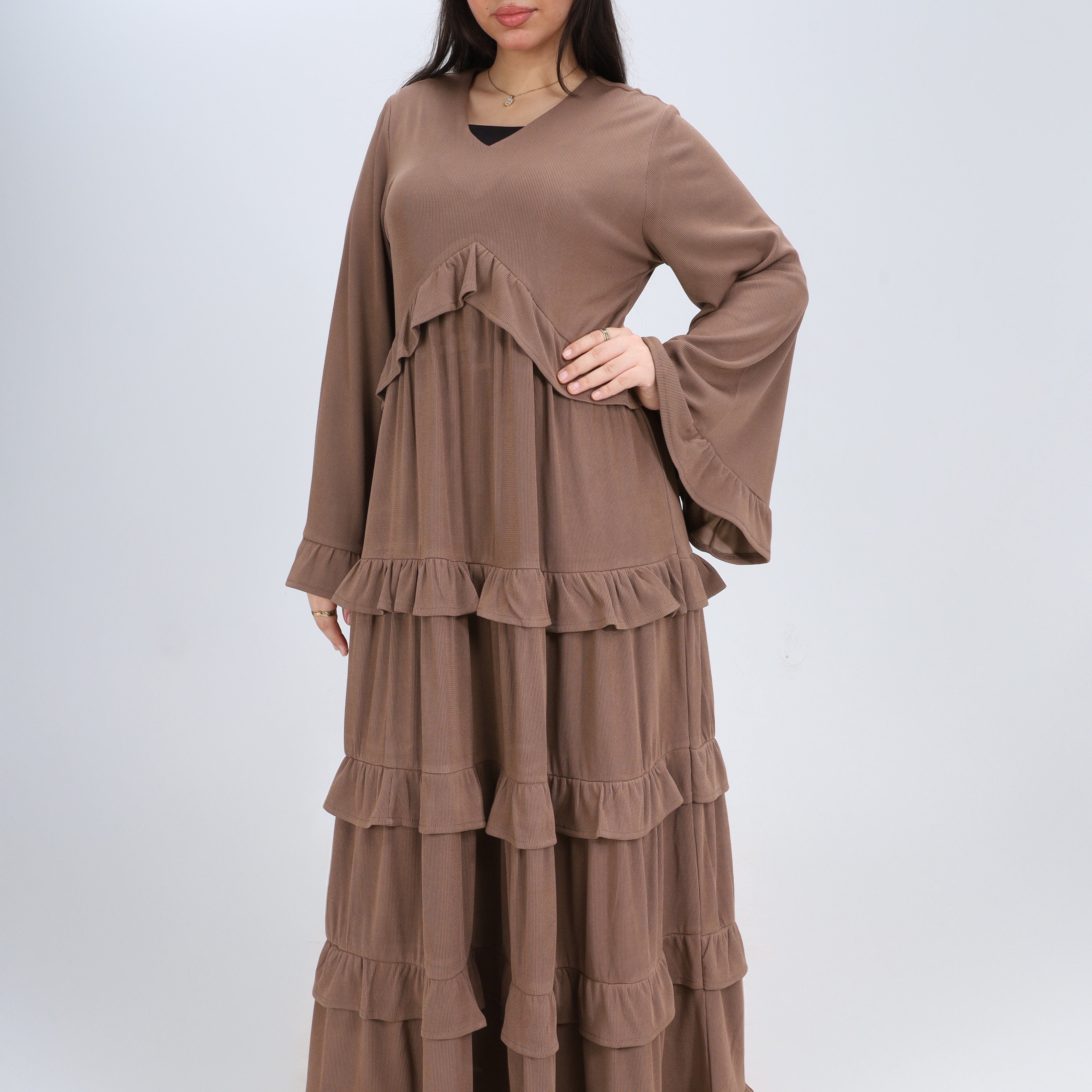 فستان ماكسي مكشكش w1634132