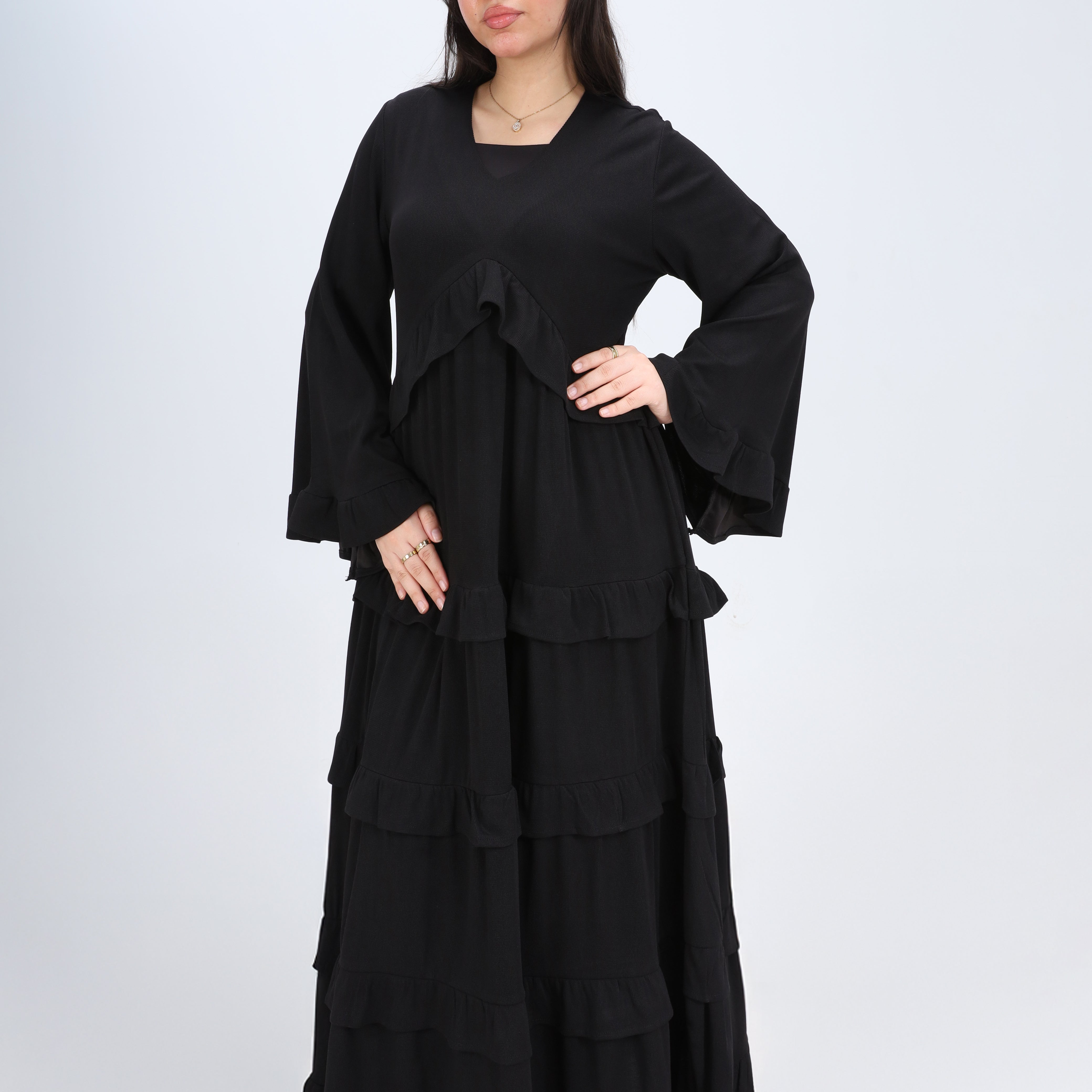 فستان ماكسي مكشكش w1634132