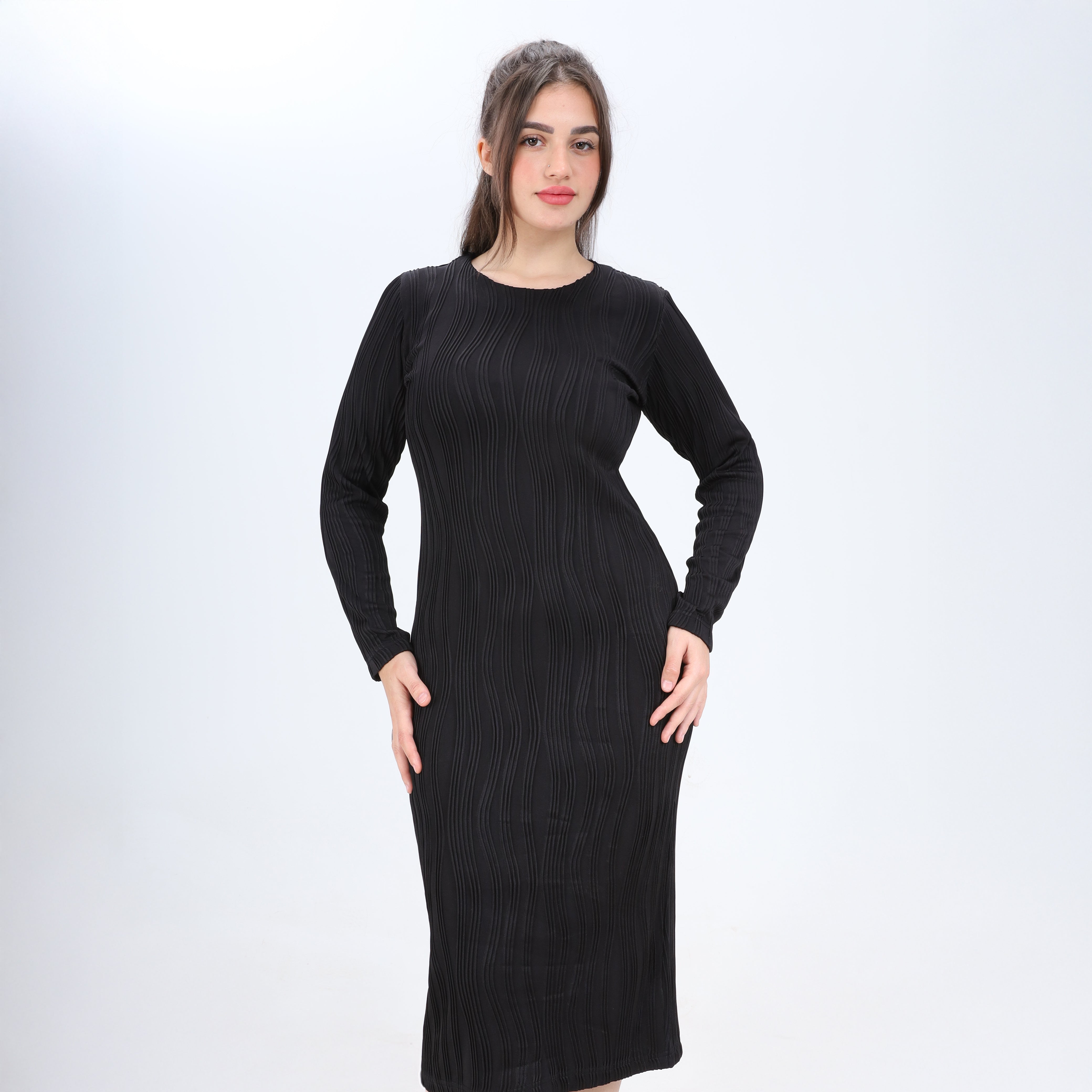 Black Ribbed Basic Dress w1634138