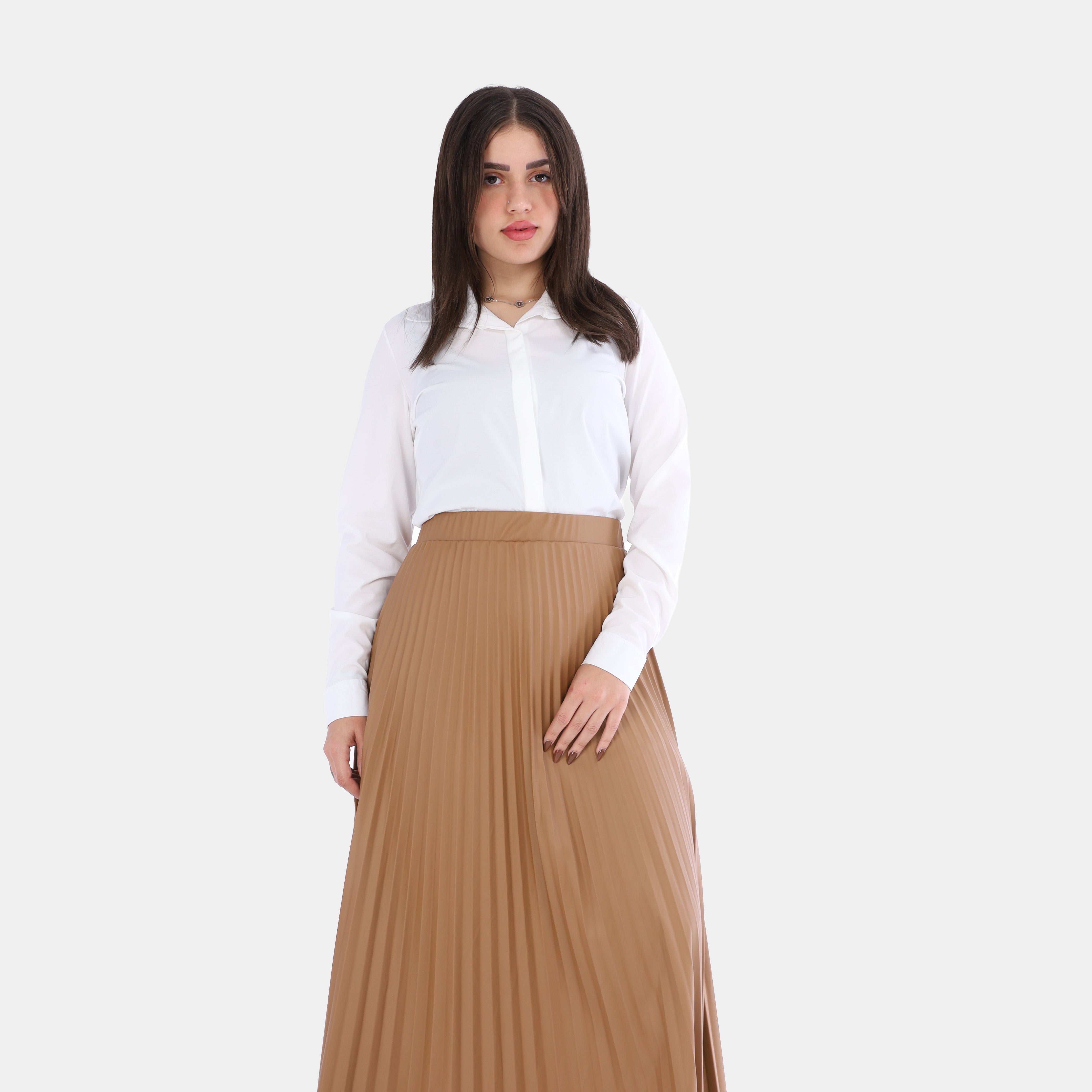 Pleated Faux Leather Skirt w1635/286
