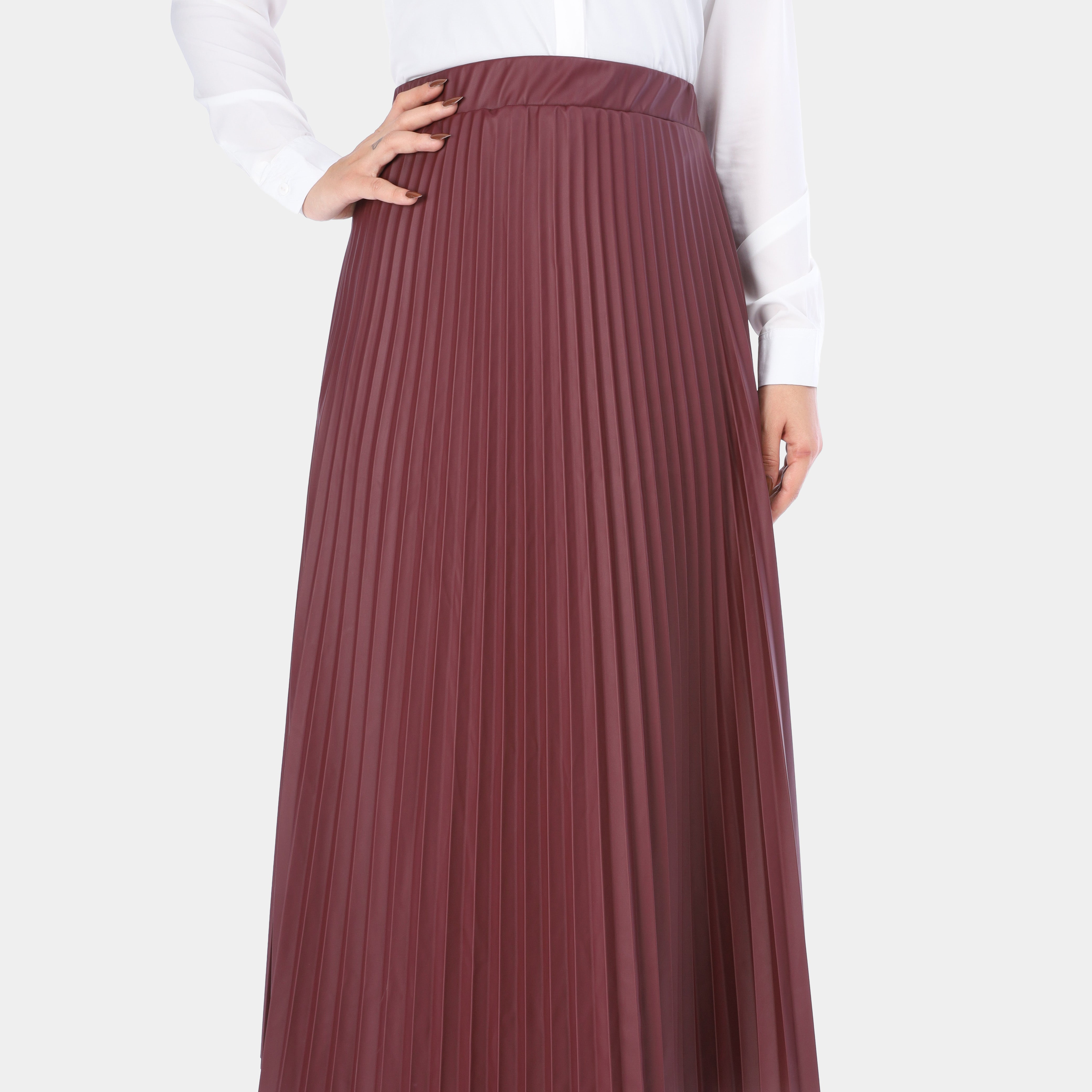 Pleated Faux Leather Skirt w1635/286