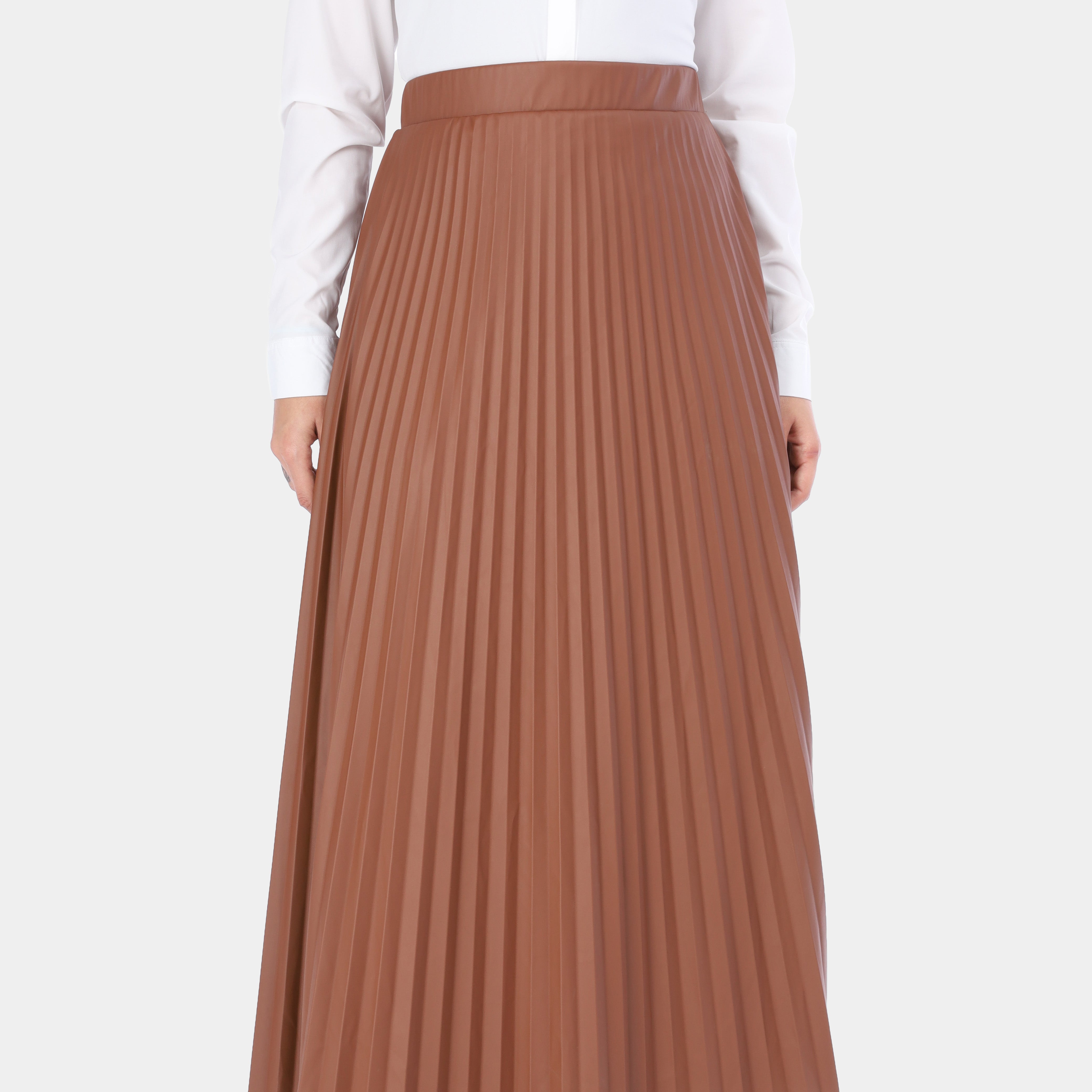 Pleated Faux Leather Skirt w1635/286