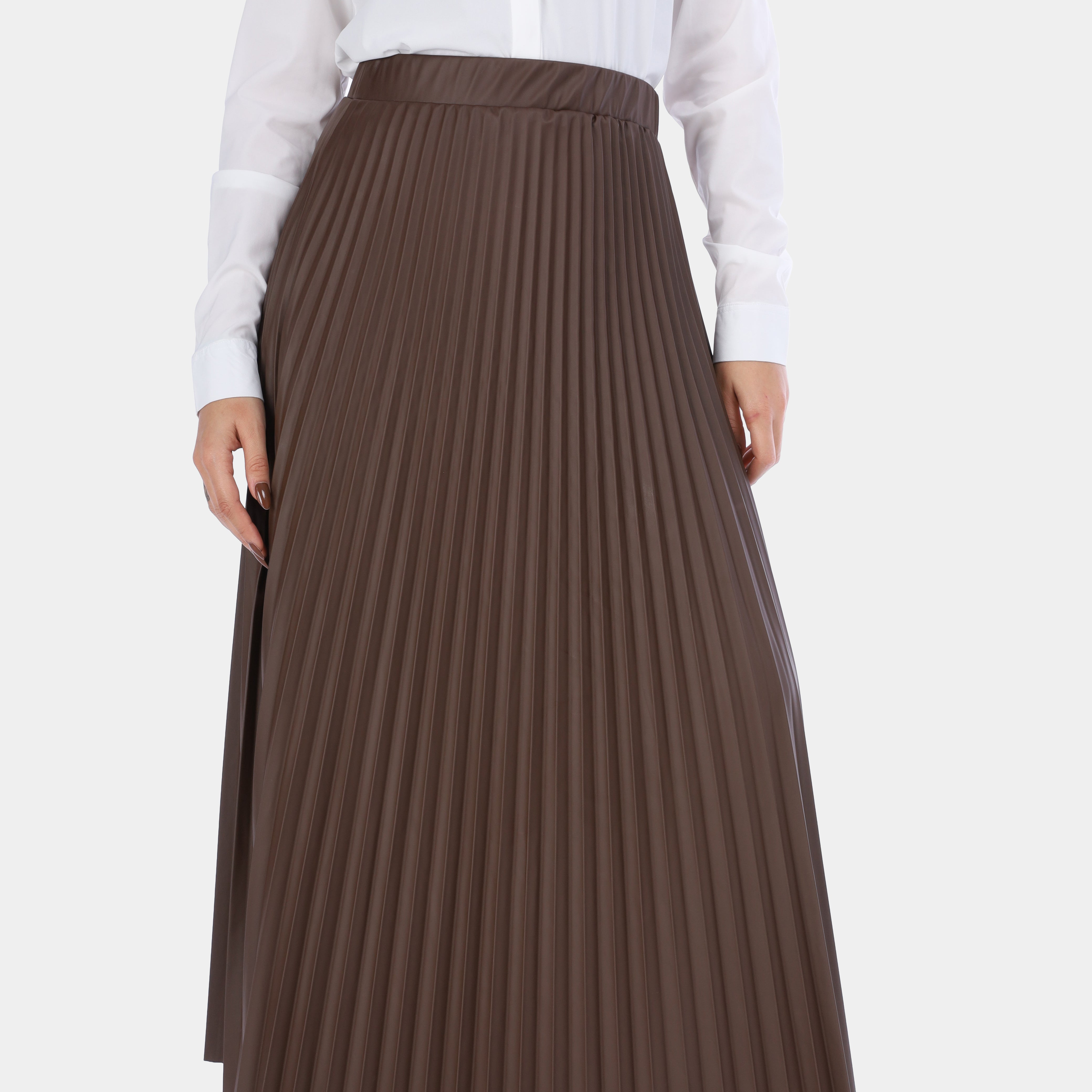 Pleated Faux Leather Skirt w1635/286