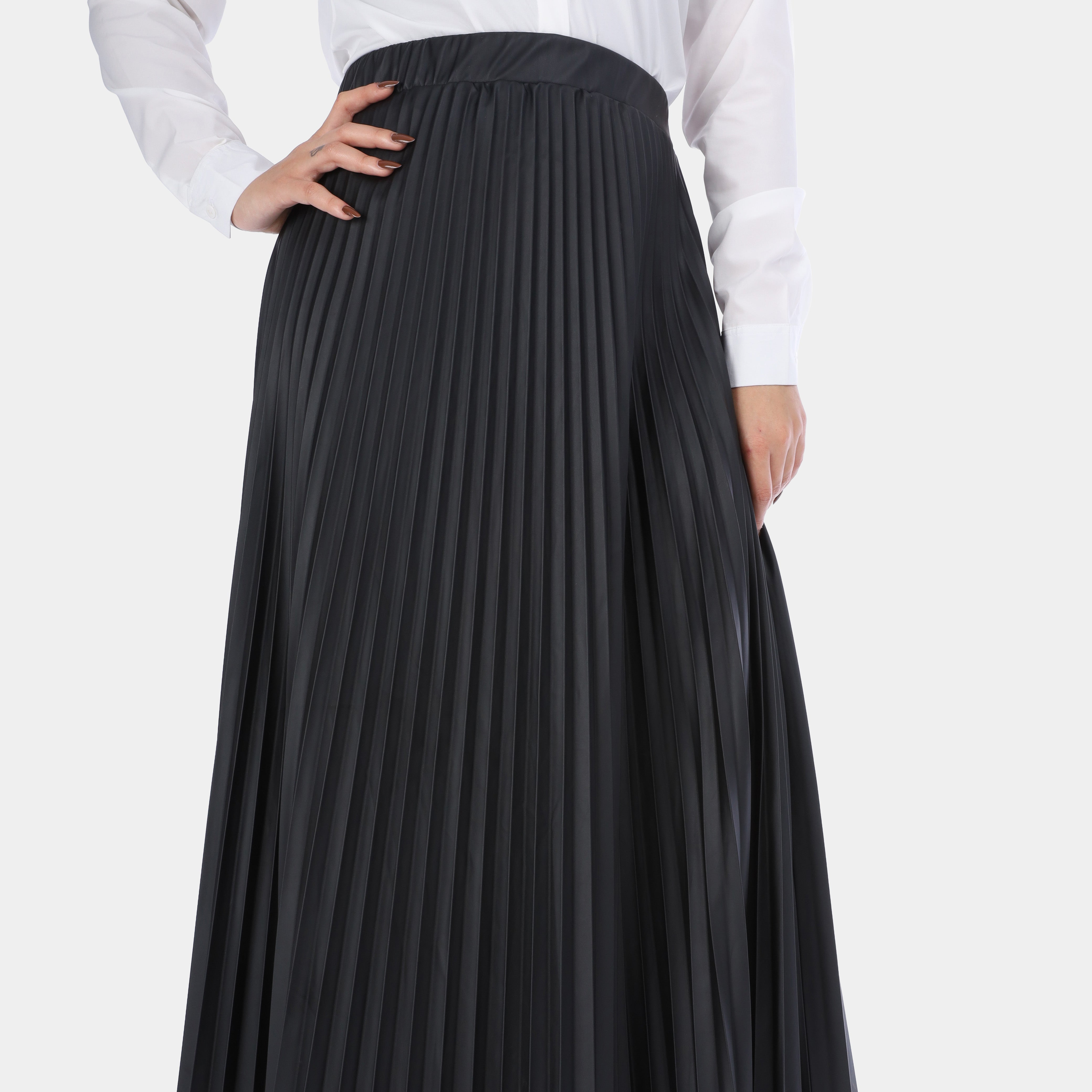 Pleated Faux Leather Skirt w1635/286