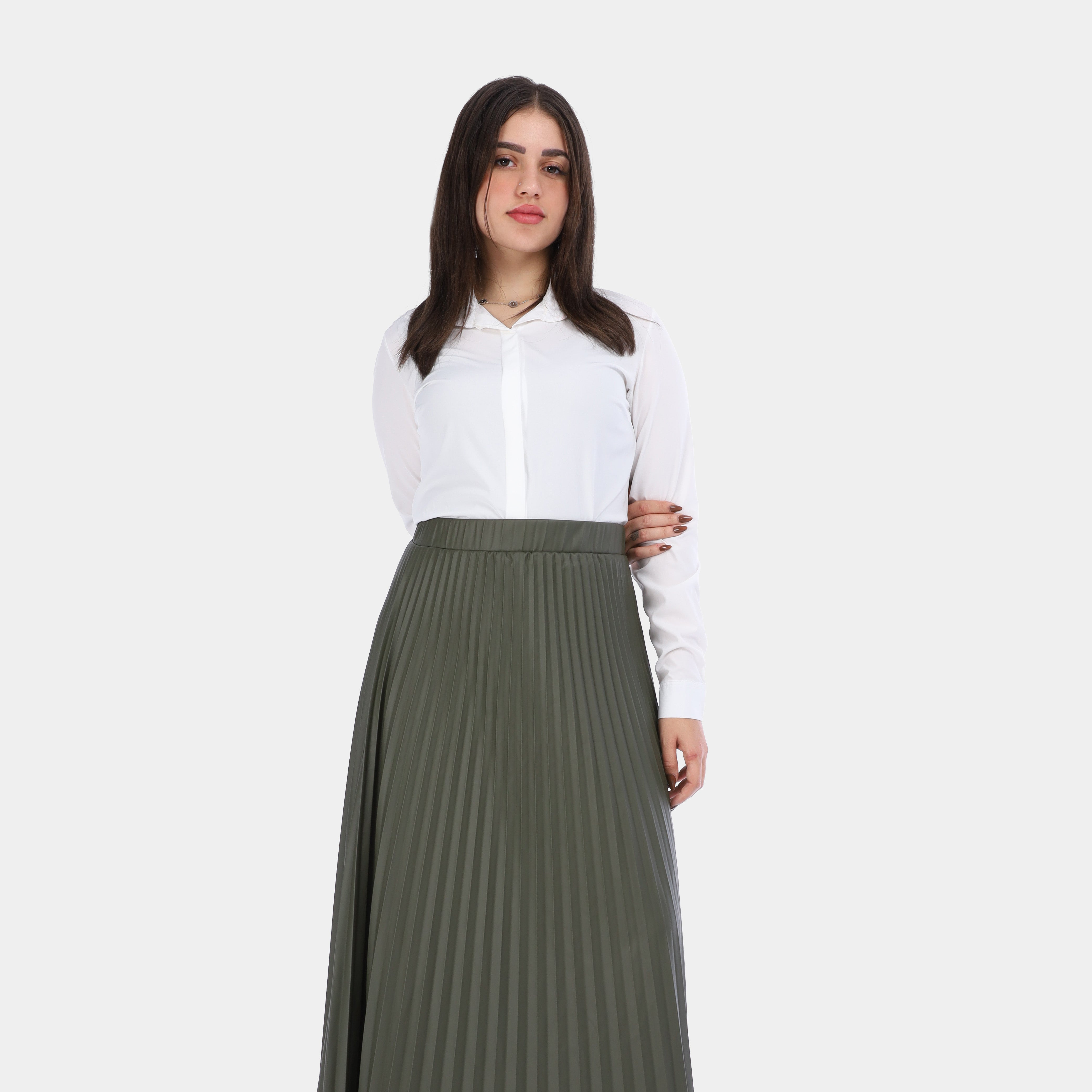 Pleated Faux Leather Skirt w1635/286