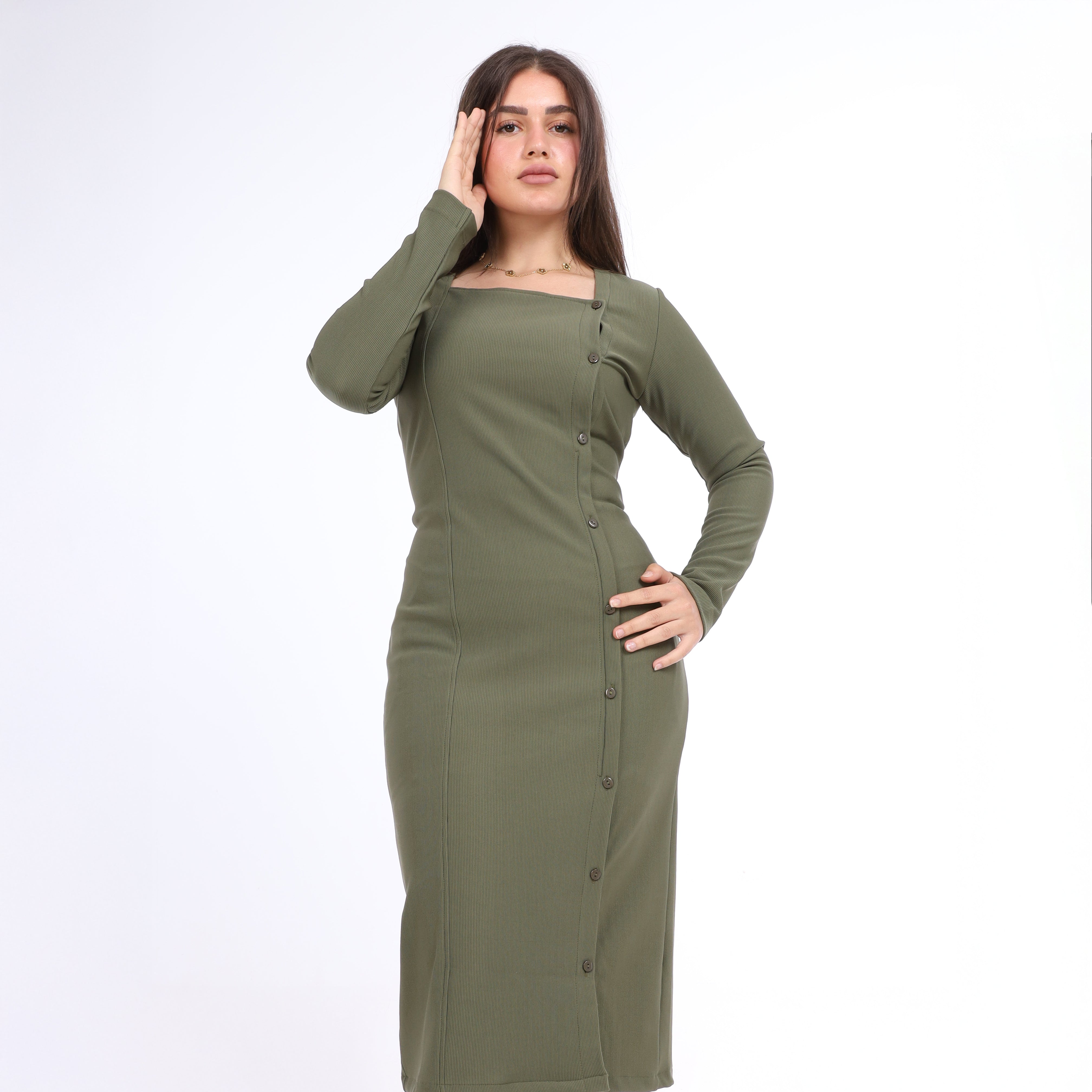 Square-Neck Midi Dress w1645110