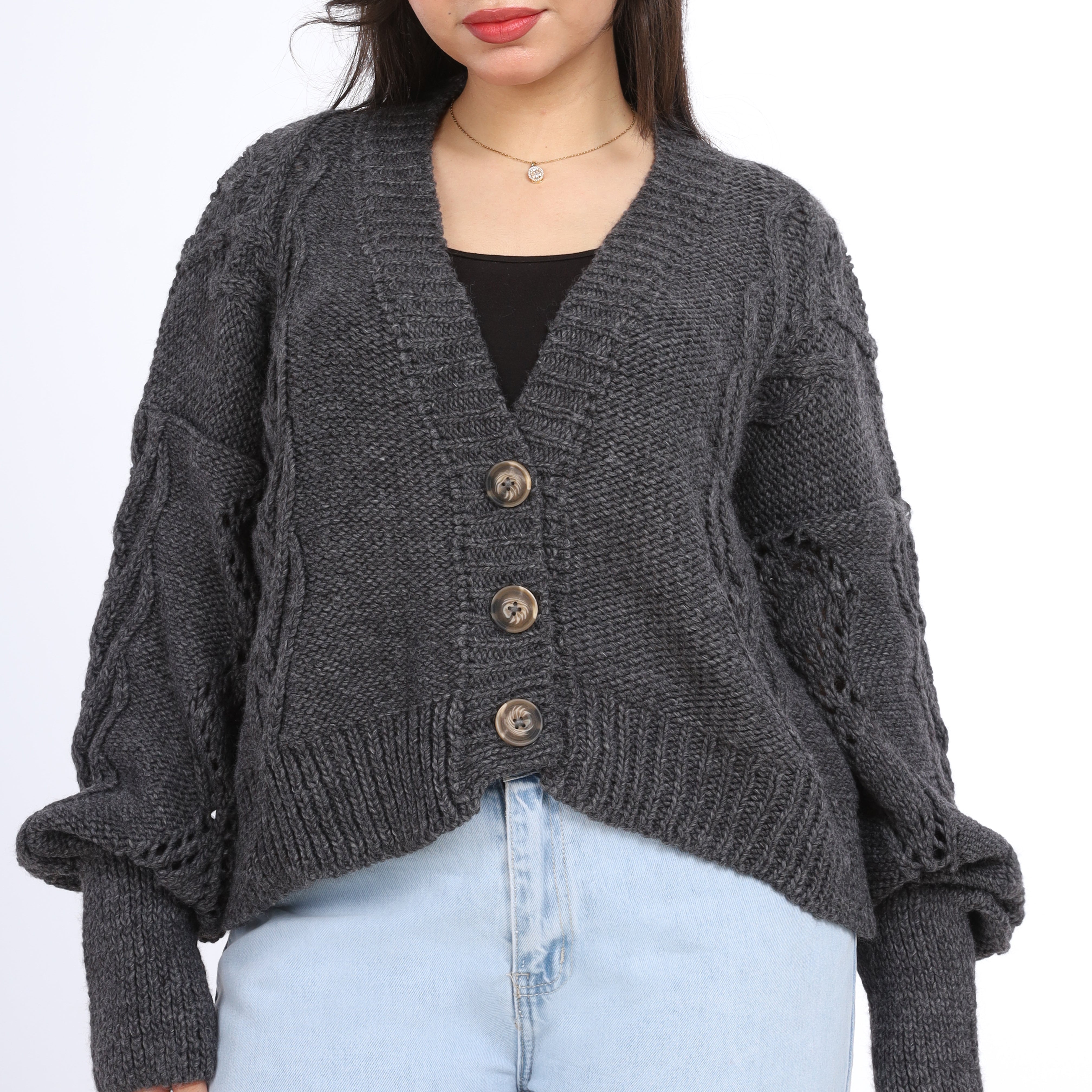 Cozy textured knit cardigan w164639