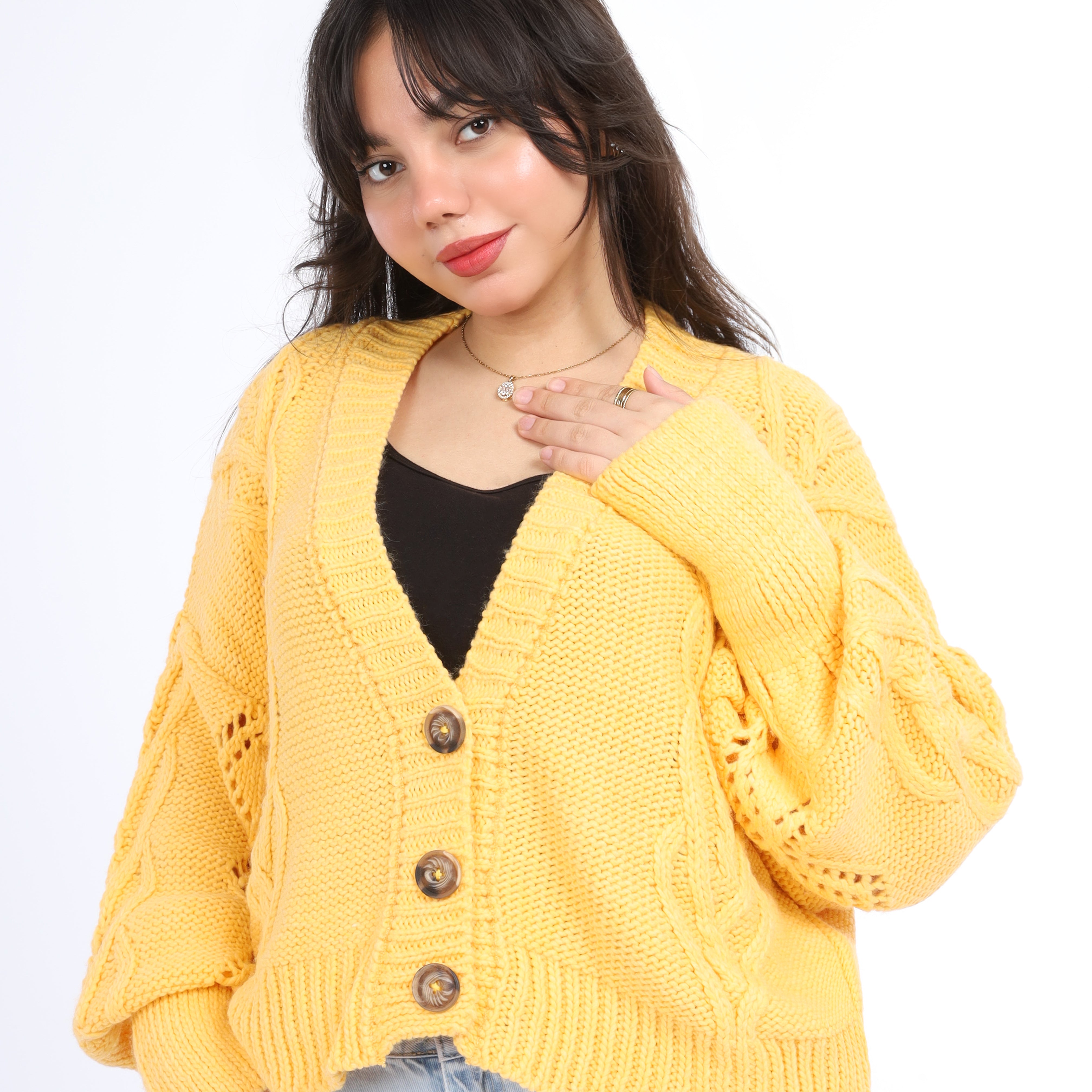 Cozy textured knit cardigan w164639