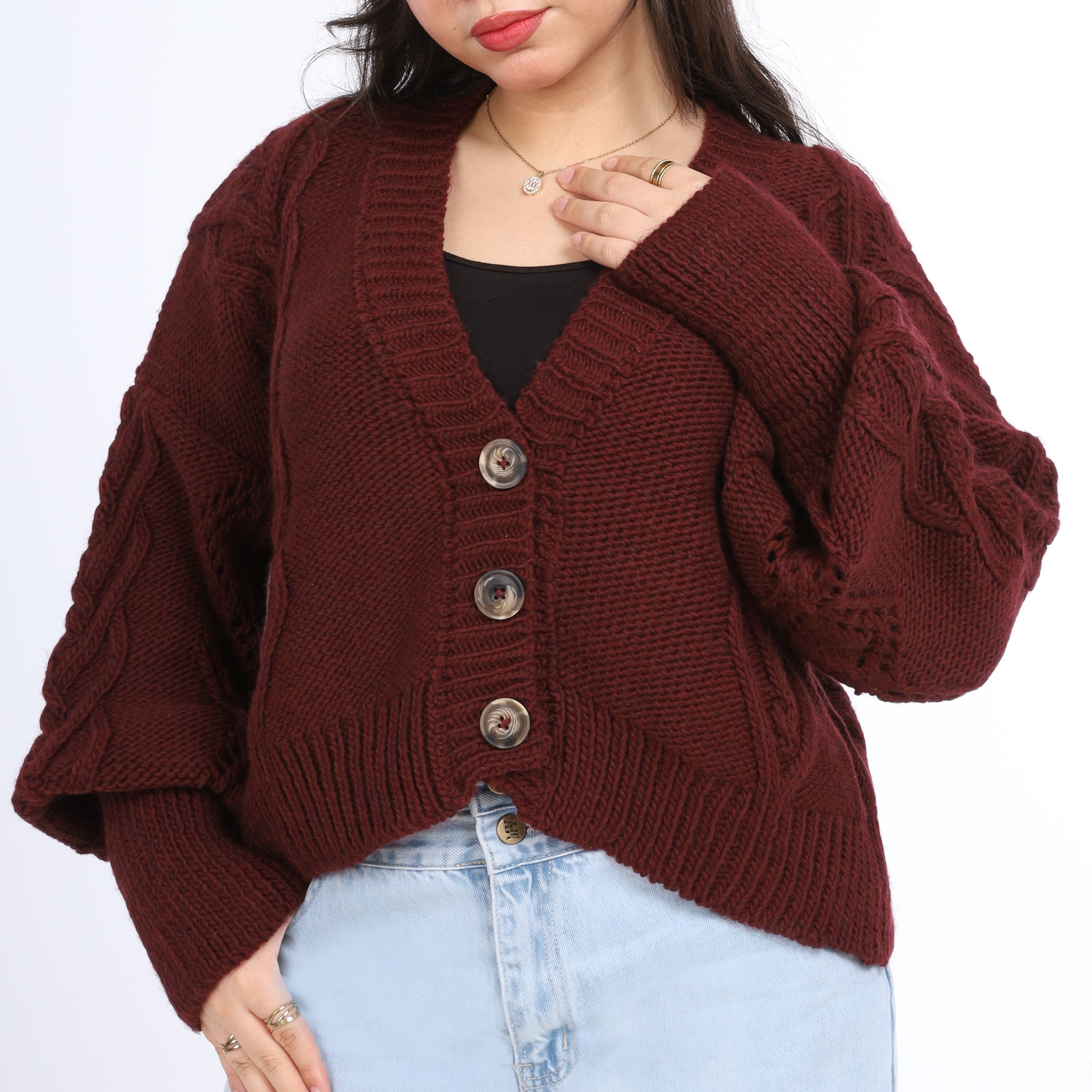 Cozy textured knit cardigan w164639