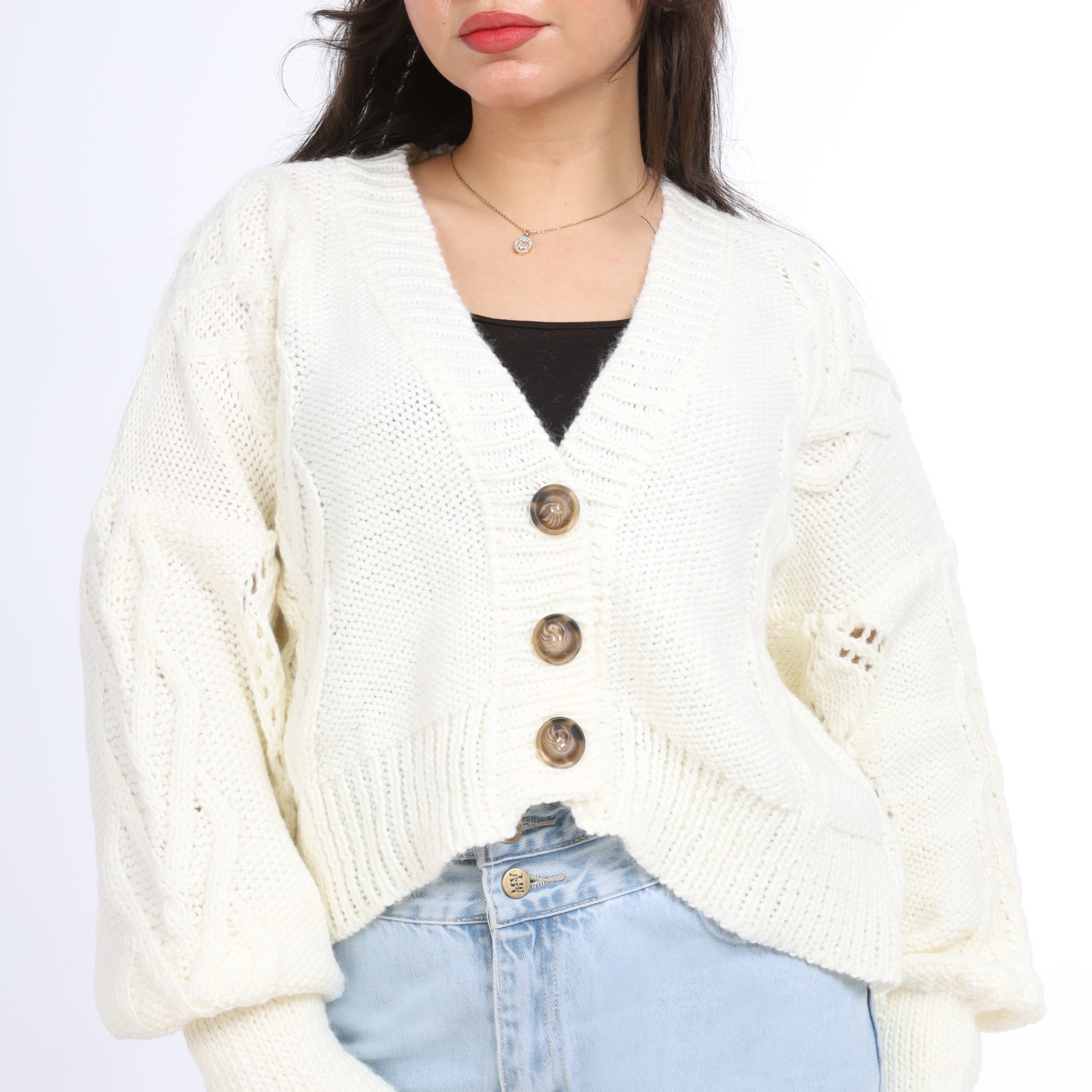Cozy textured knit cardigan w164639