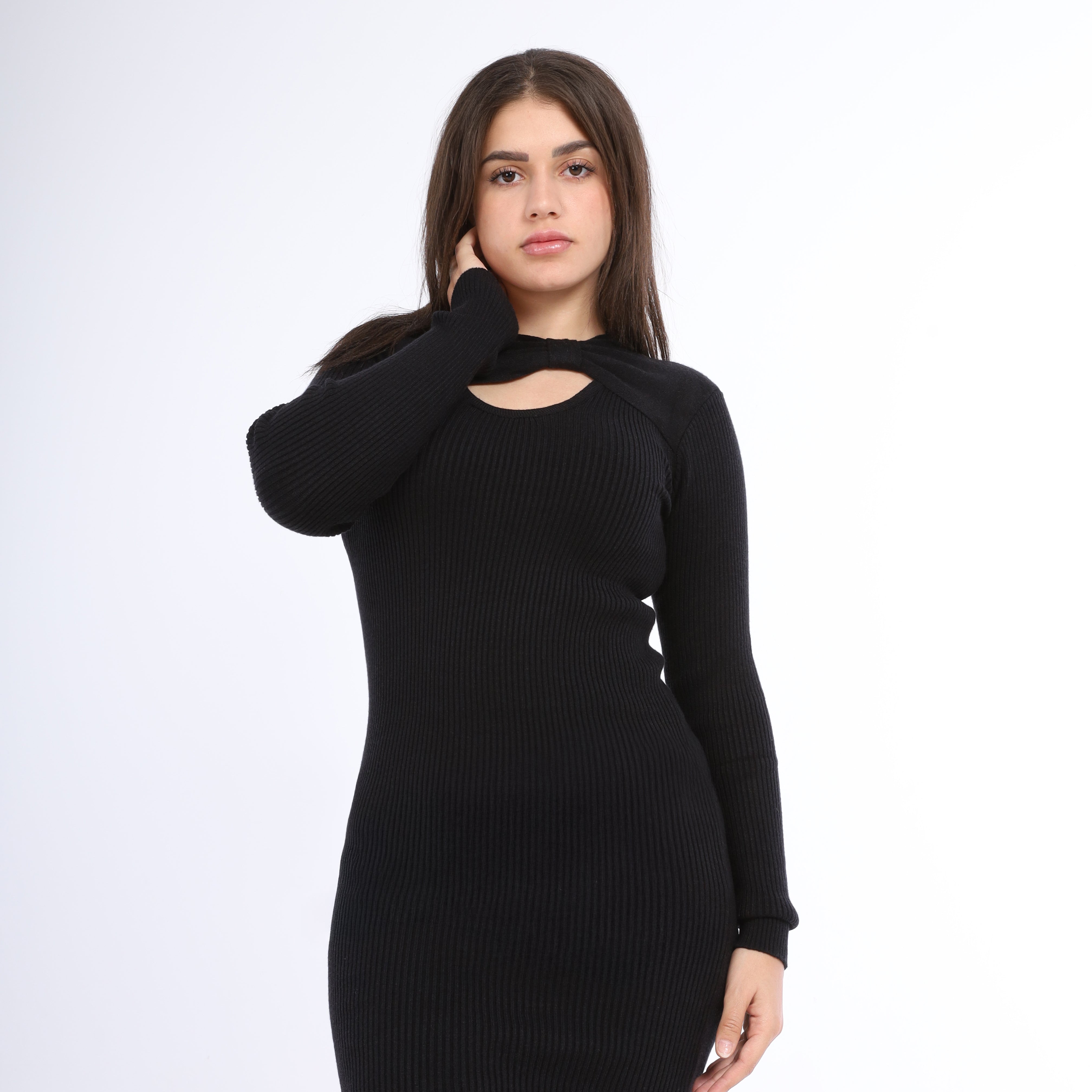 Twist Front Ribbed Knit Dress w164661