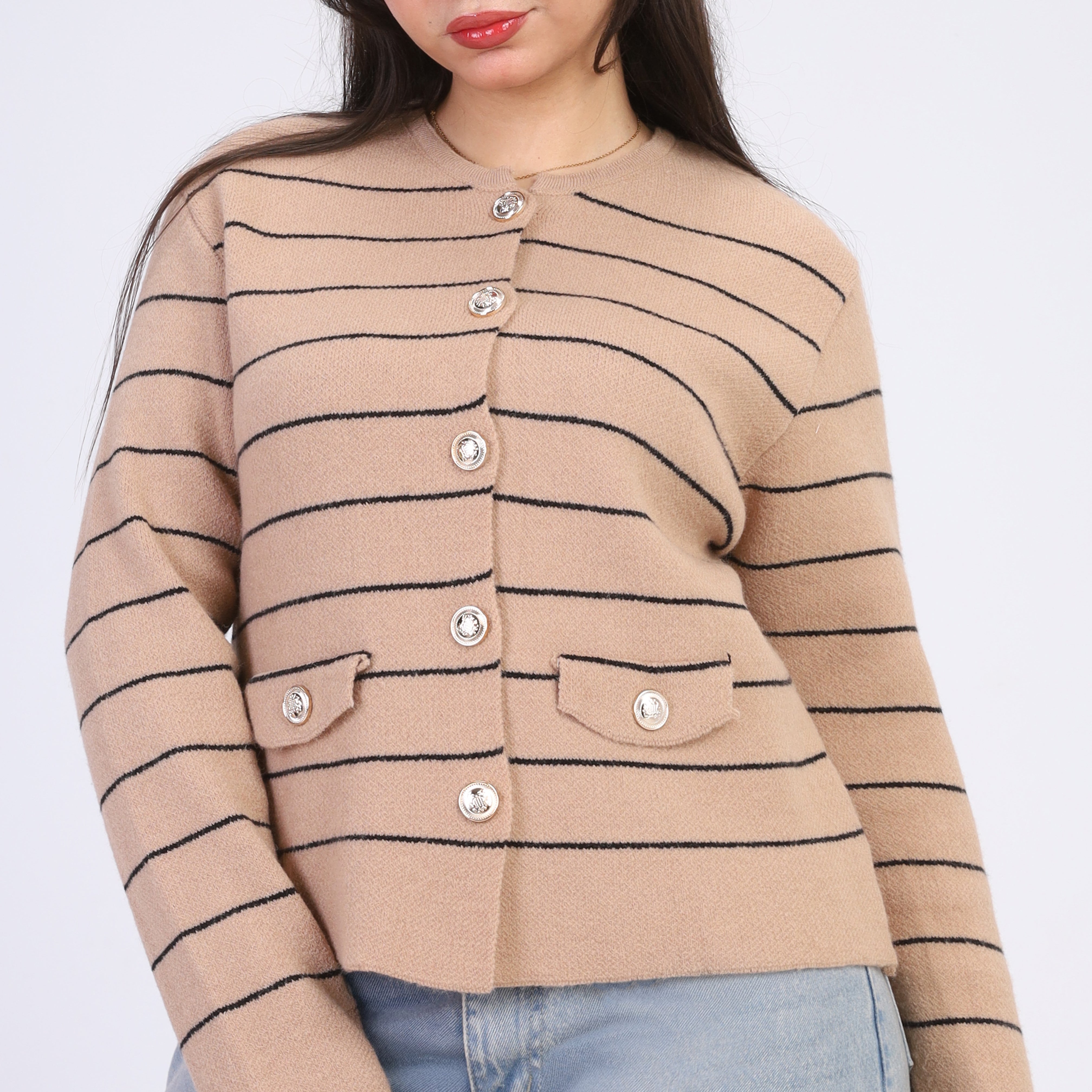 Striped Button-up Cardigan w164680