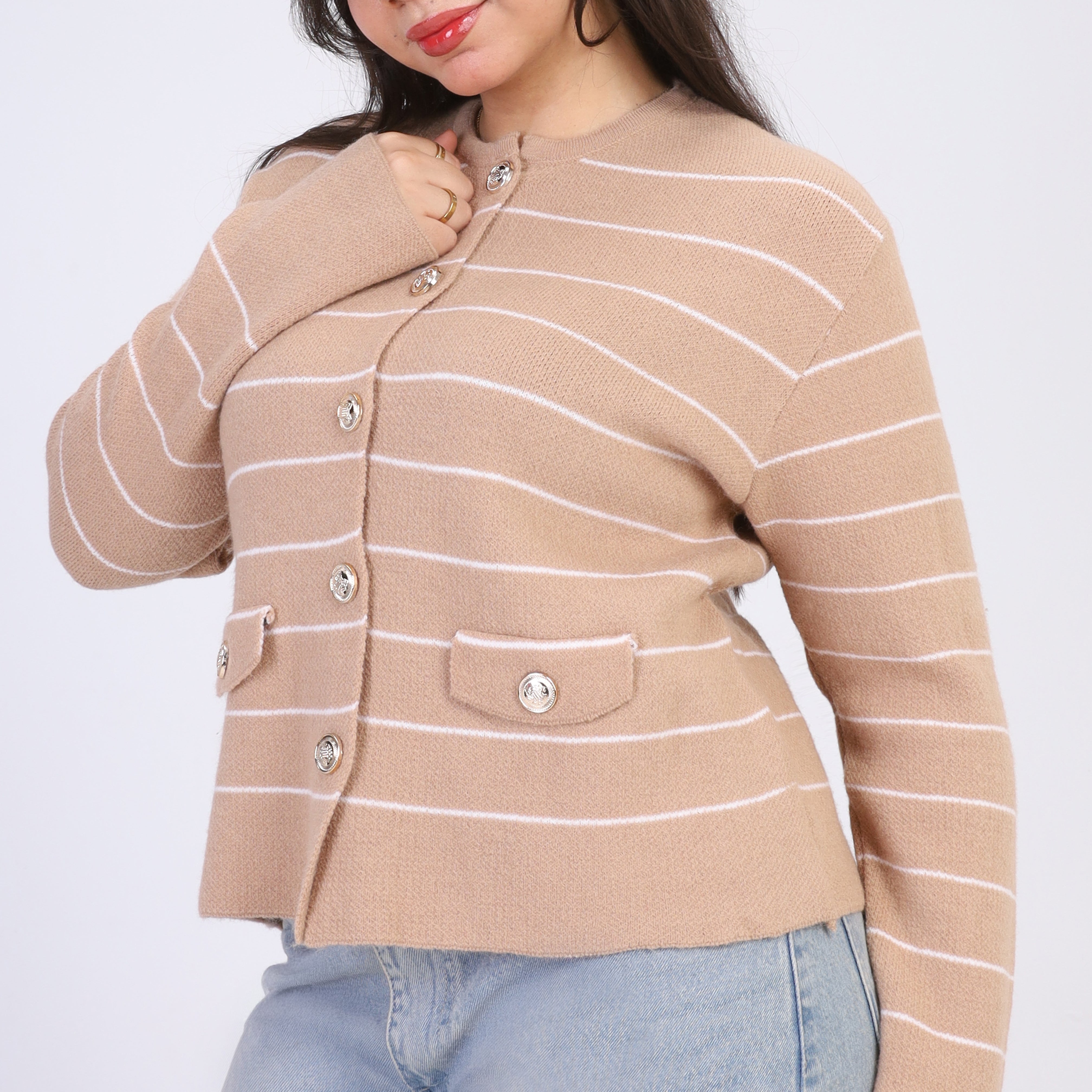 Striped Button-up Cardigan w164680