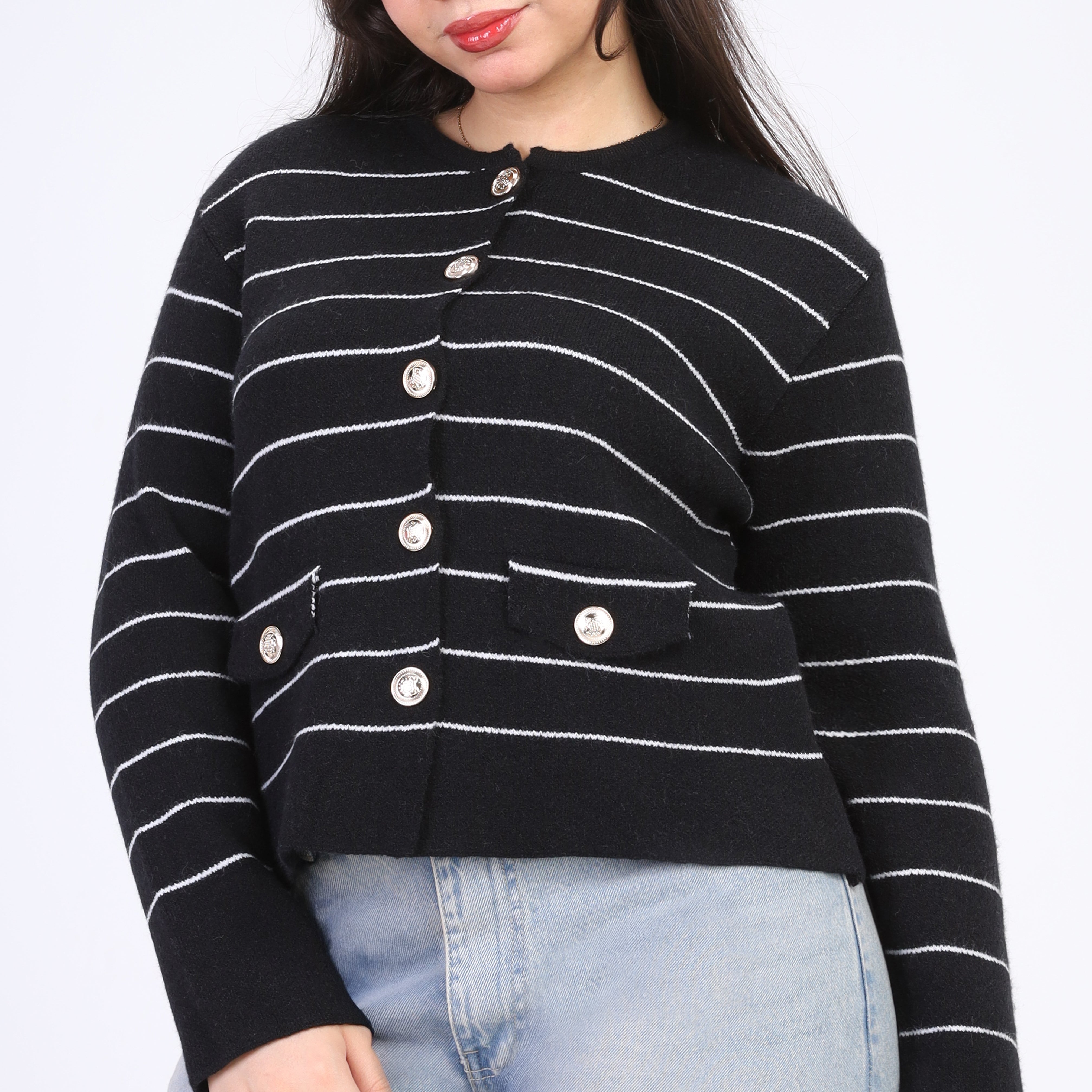 Striped Button-up Cardigan w164680