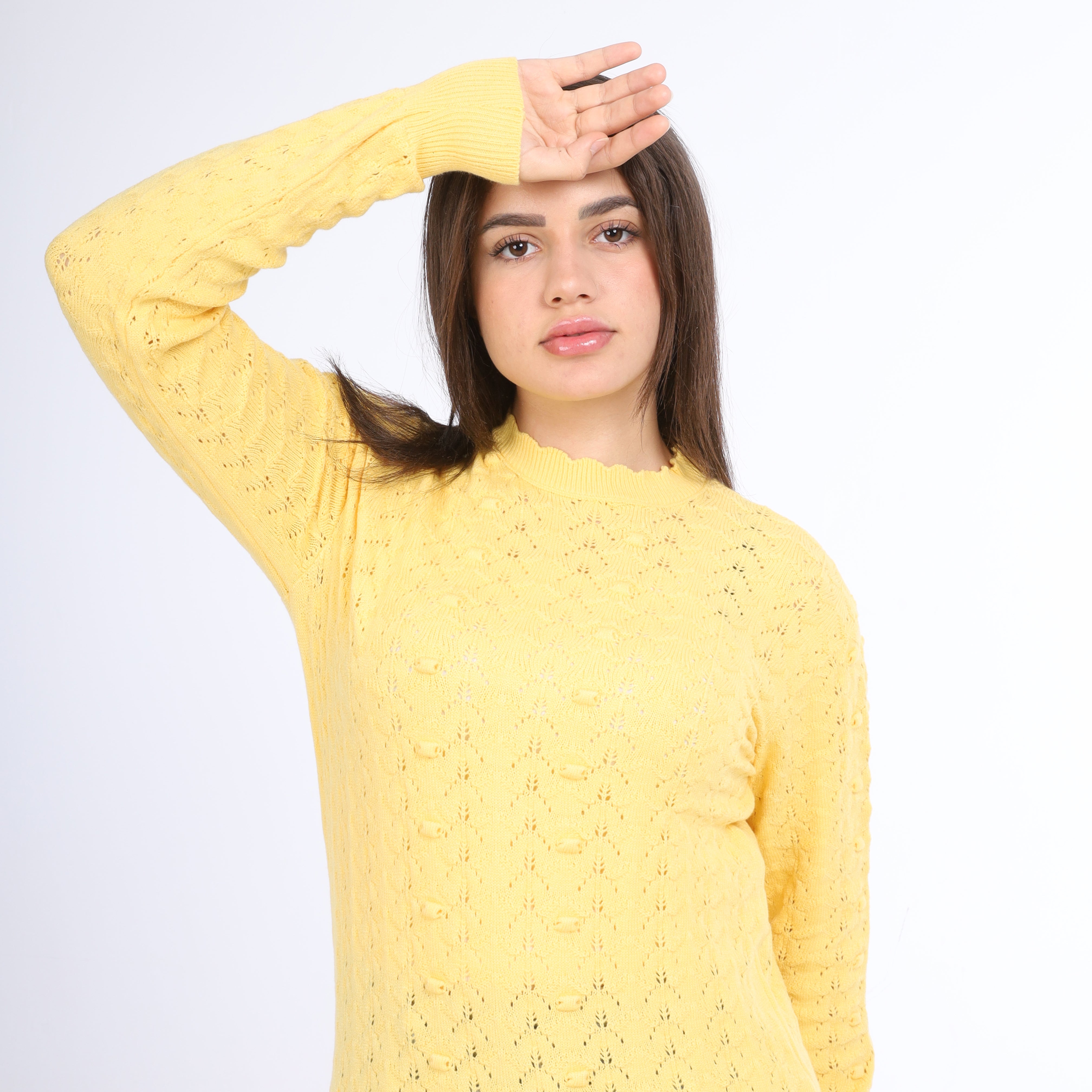 Soft Pointelle Knit Pullover w164681