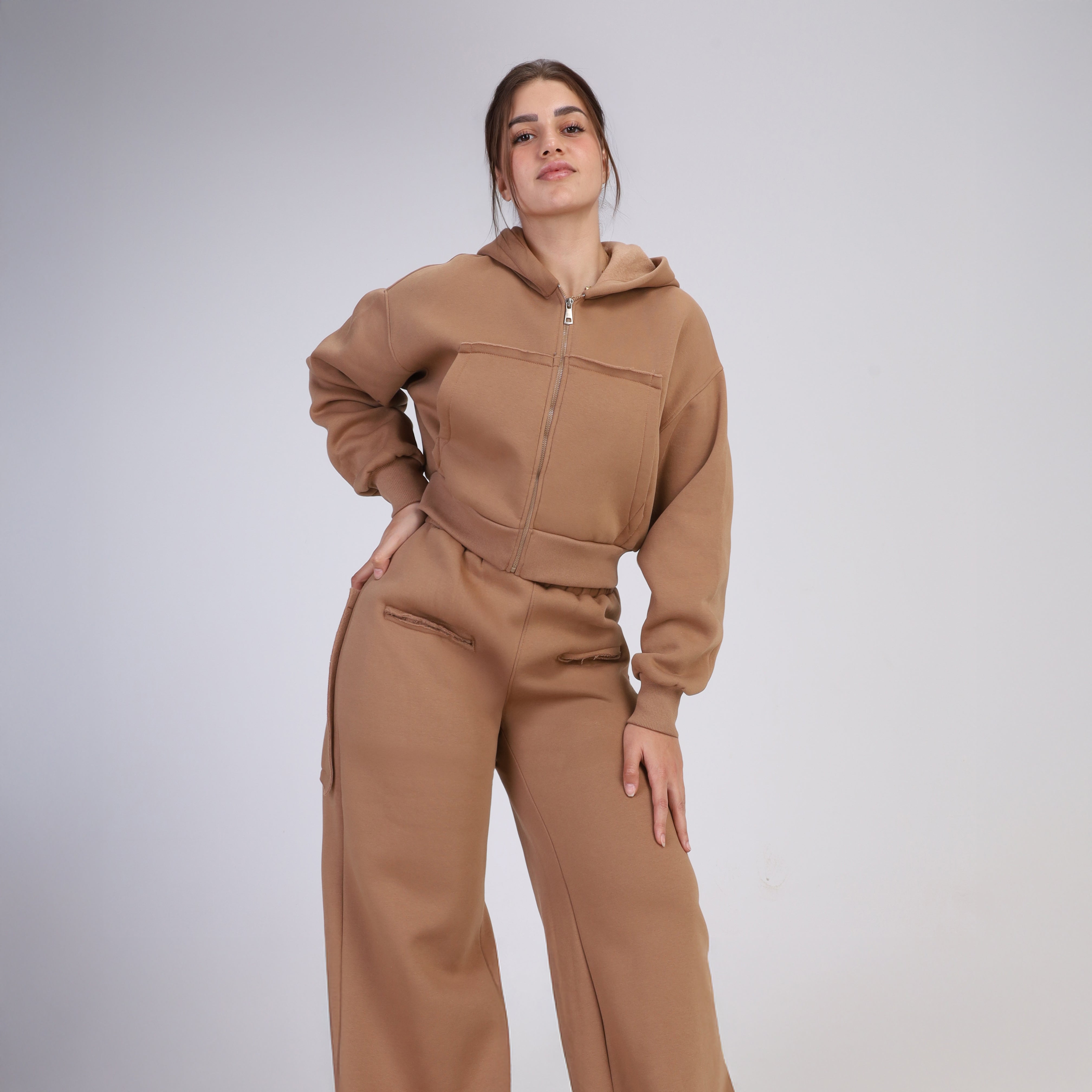 Two-Piece Zip-Up Hoodie Jogger Set w1651151