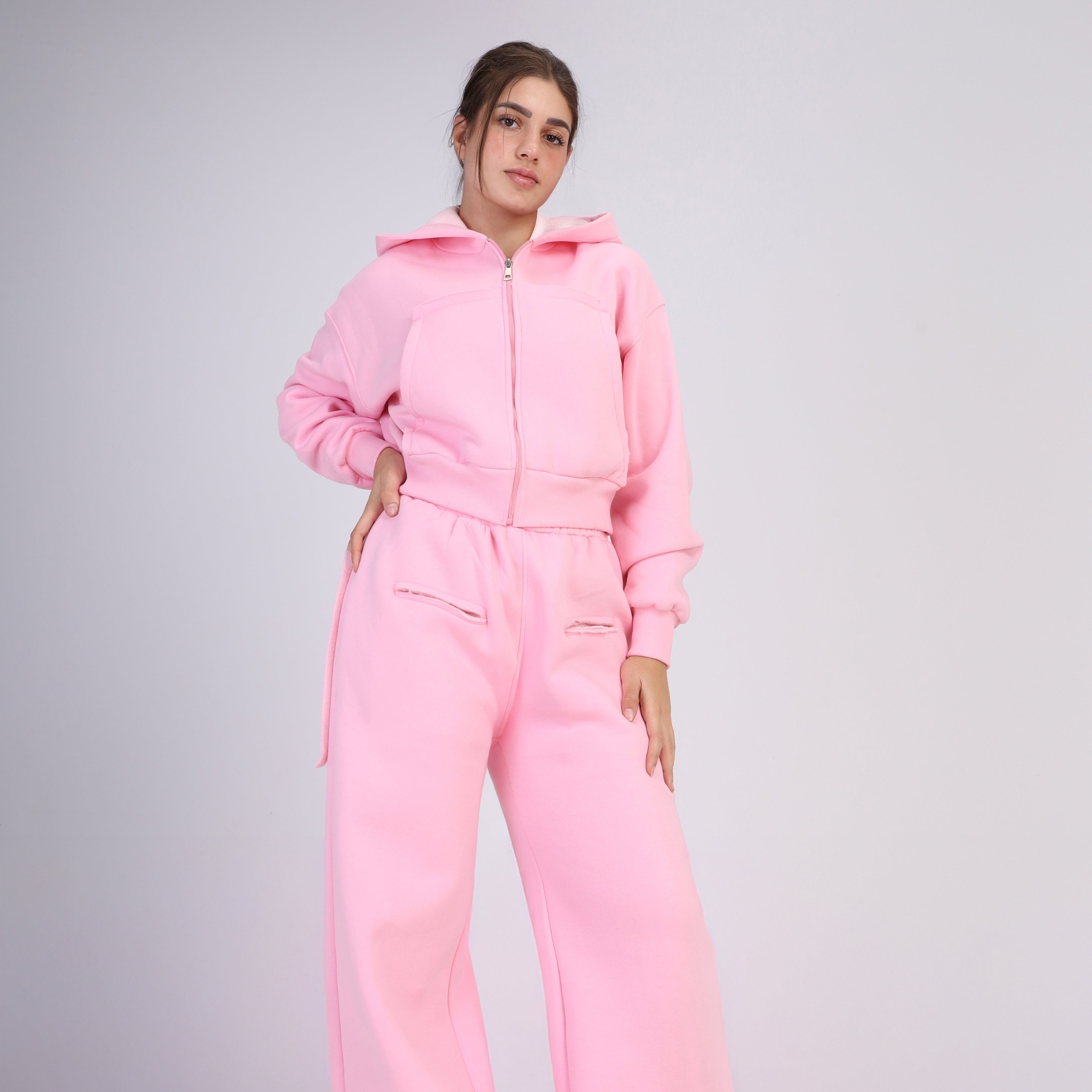 Two-Piece Zip-Up Hoodie Jogger Set w1651151