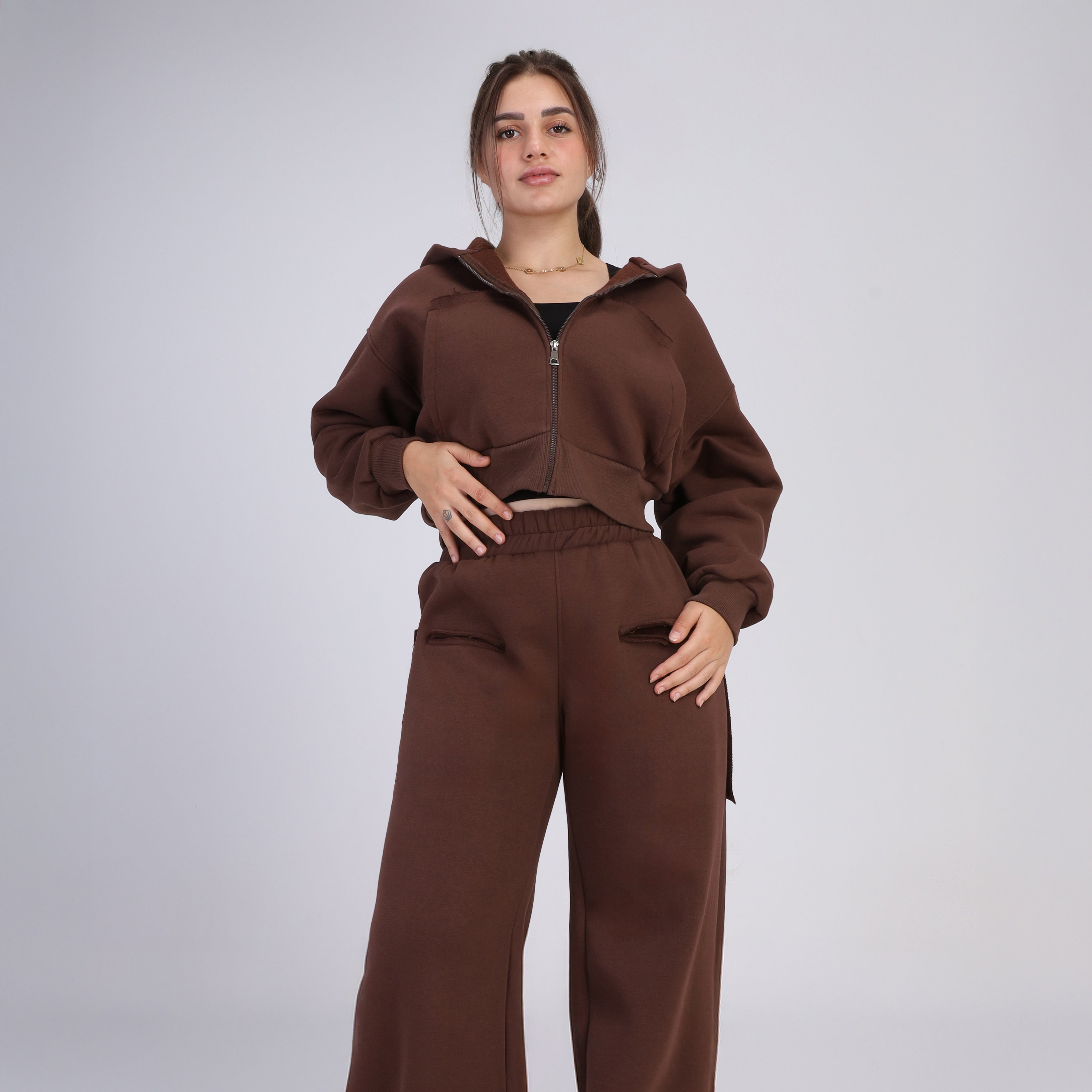 Two-Piece Zip-Up Hoodie Jogger Set w1651151