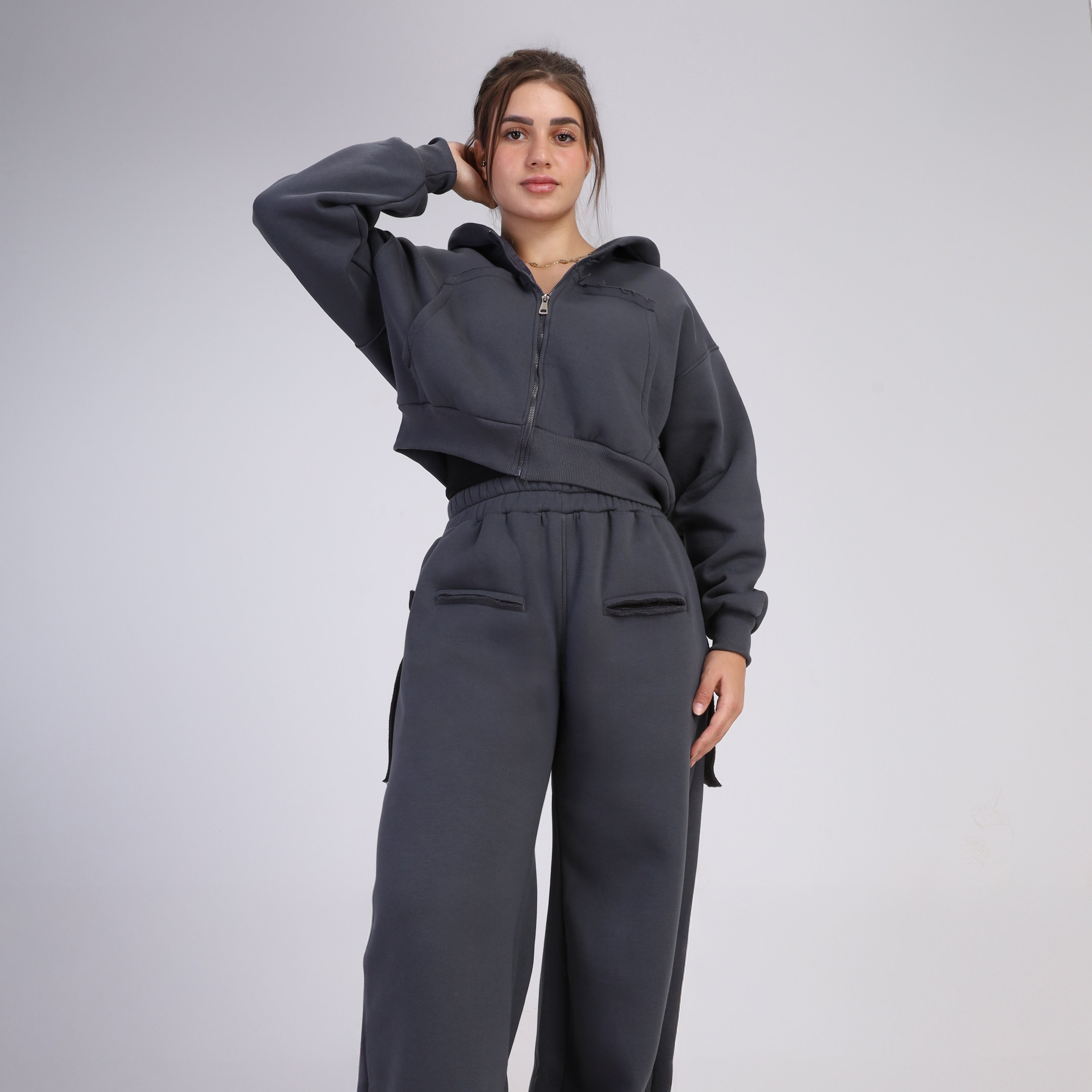 Two-Piece Zip-Up Hoodie Jogger Set w1651151