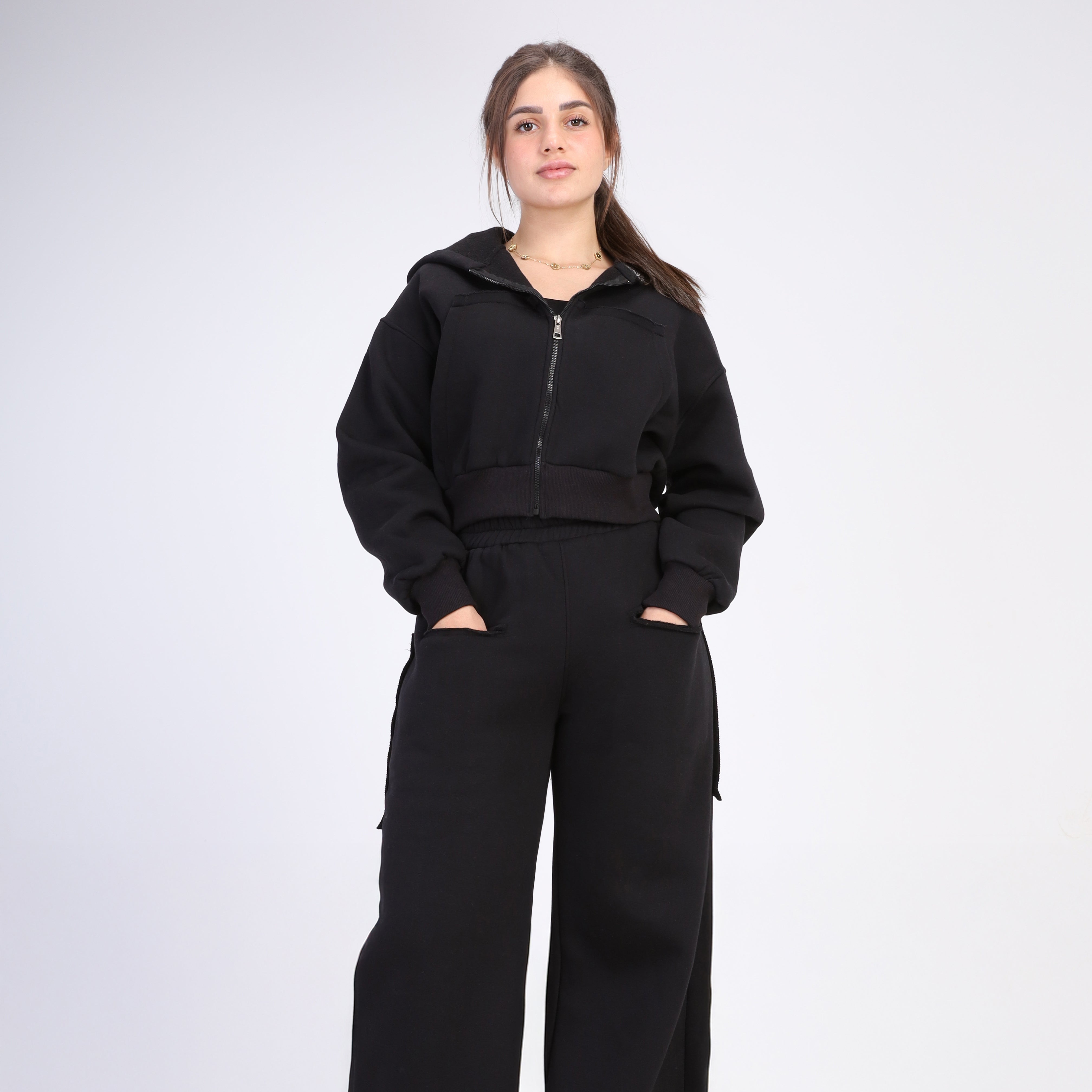 Two-Piece Zip-Up Hoodie Jogger Set w1651151