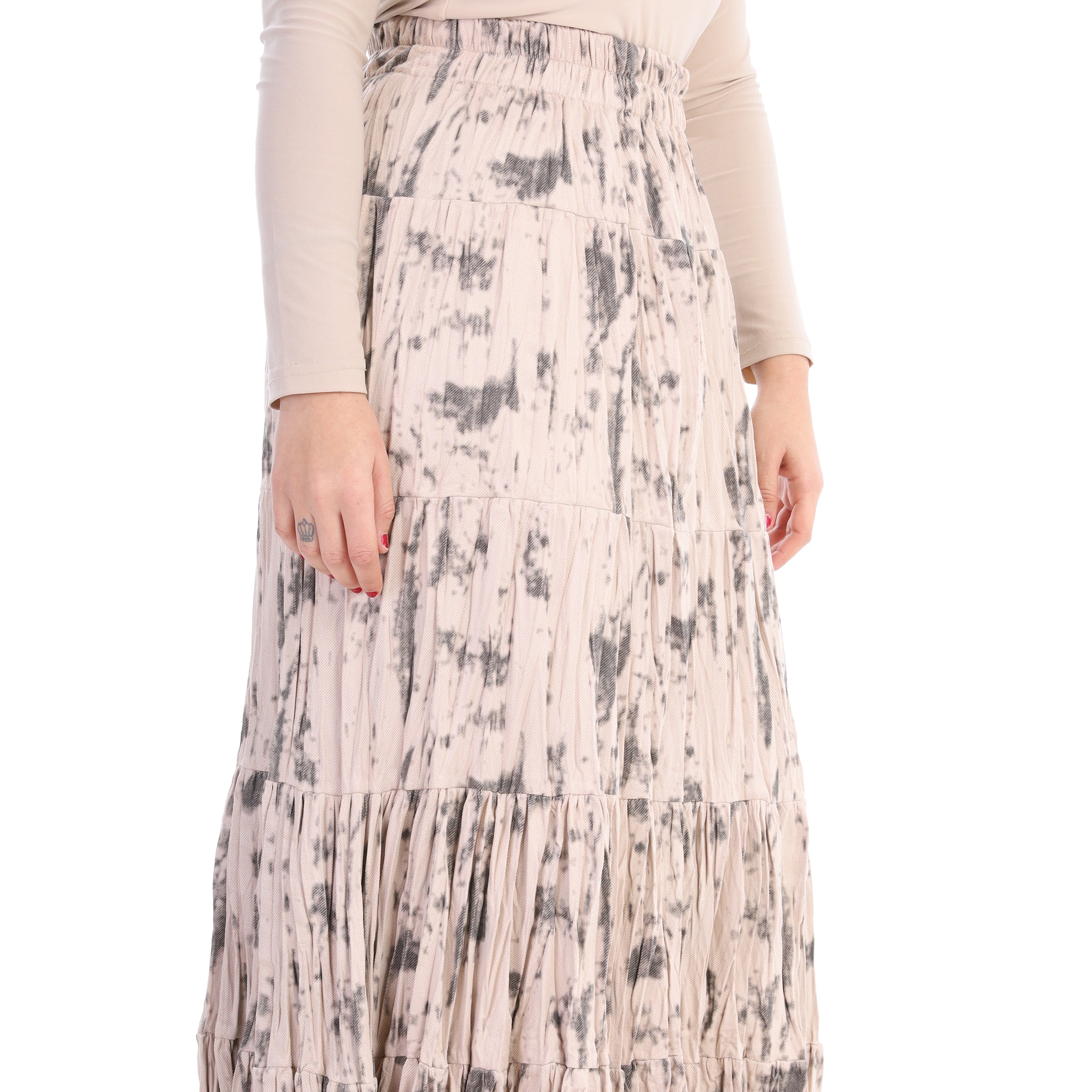 Elegant Maxi Skirt with Tiered Pattern w169220004