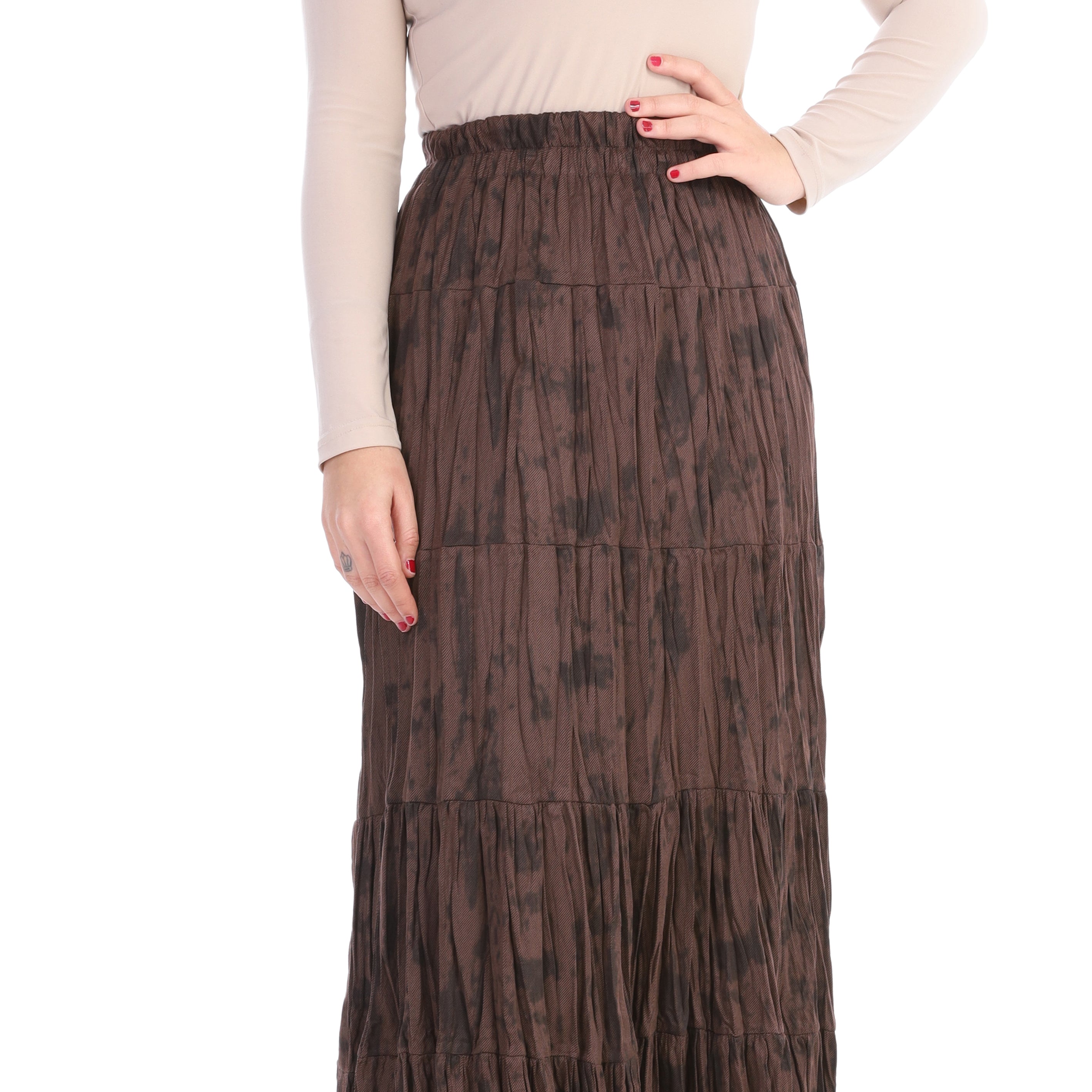 Elegant Maxi Skirt with Tiered Pattern w169220004