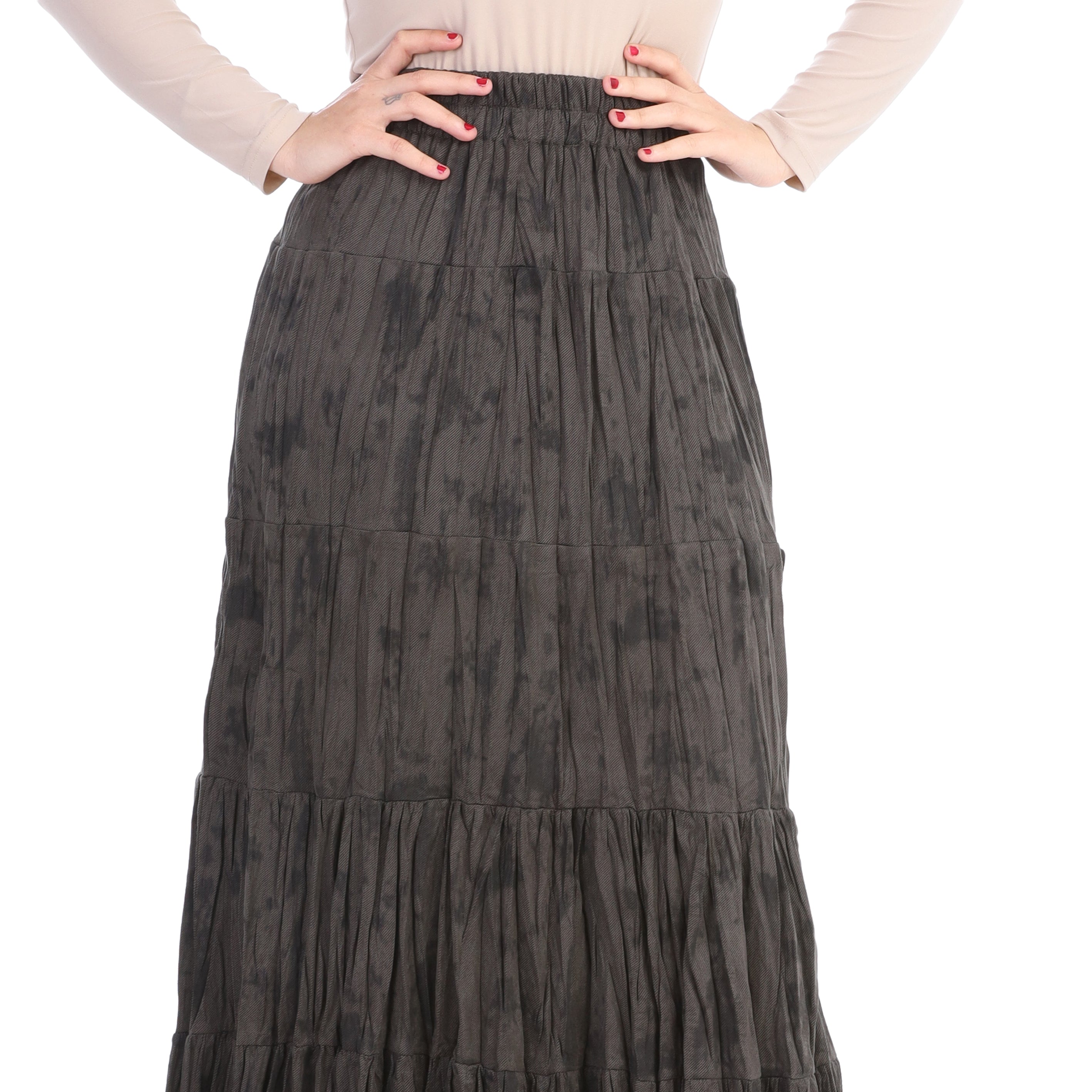 Elegant Maxi Skirt with Tiered Pattern w169220004