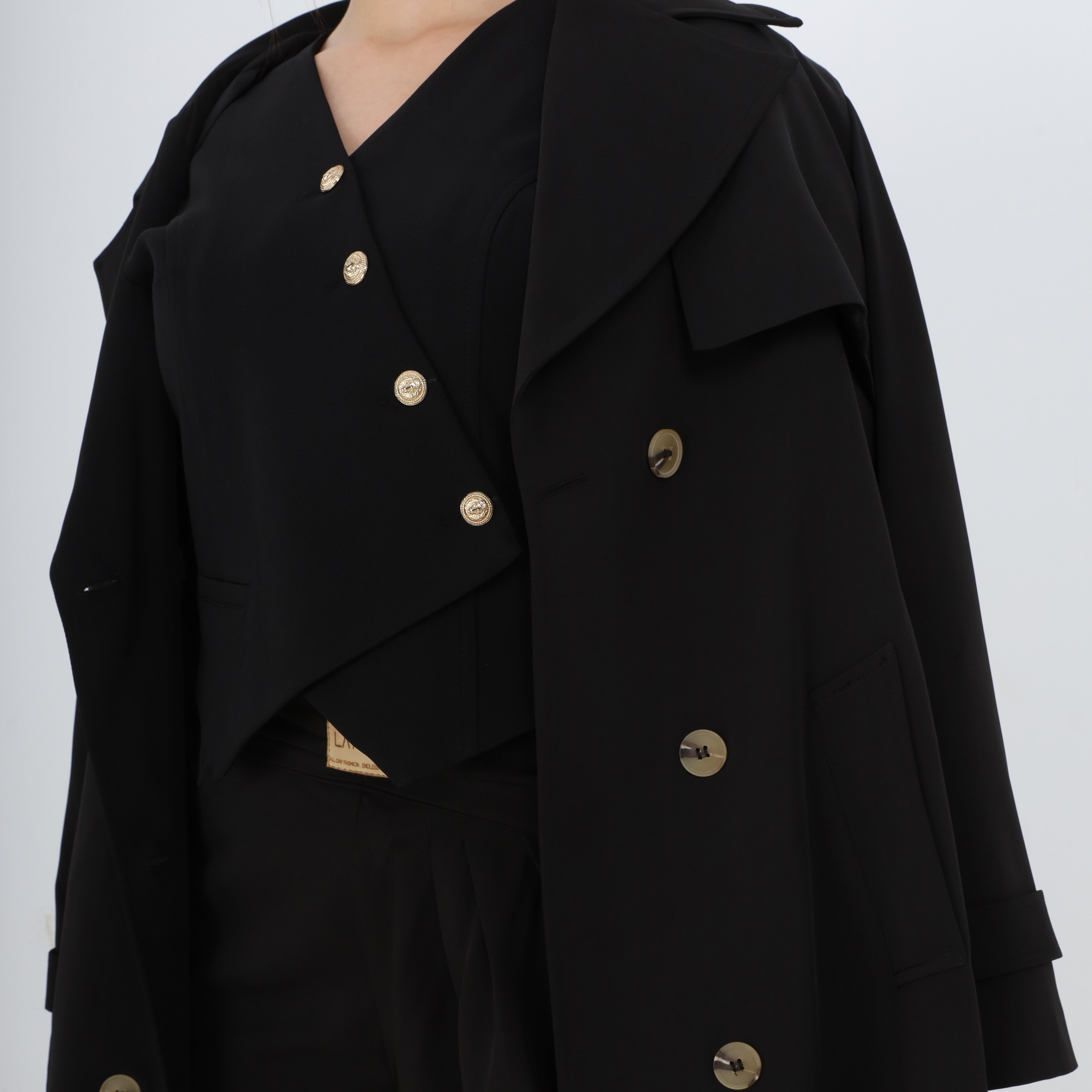 Asymmetrical Sleeveless Blazer Vest w169240048