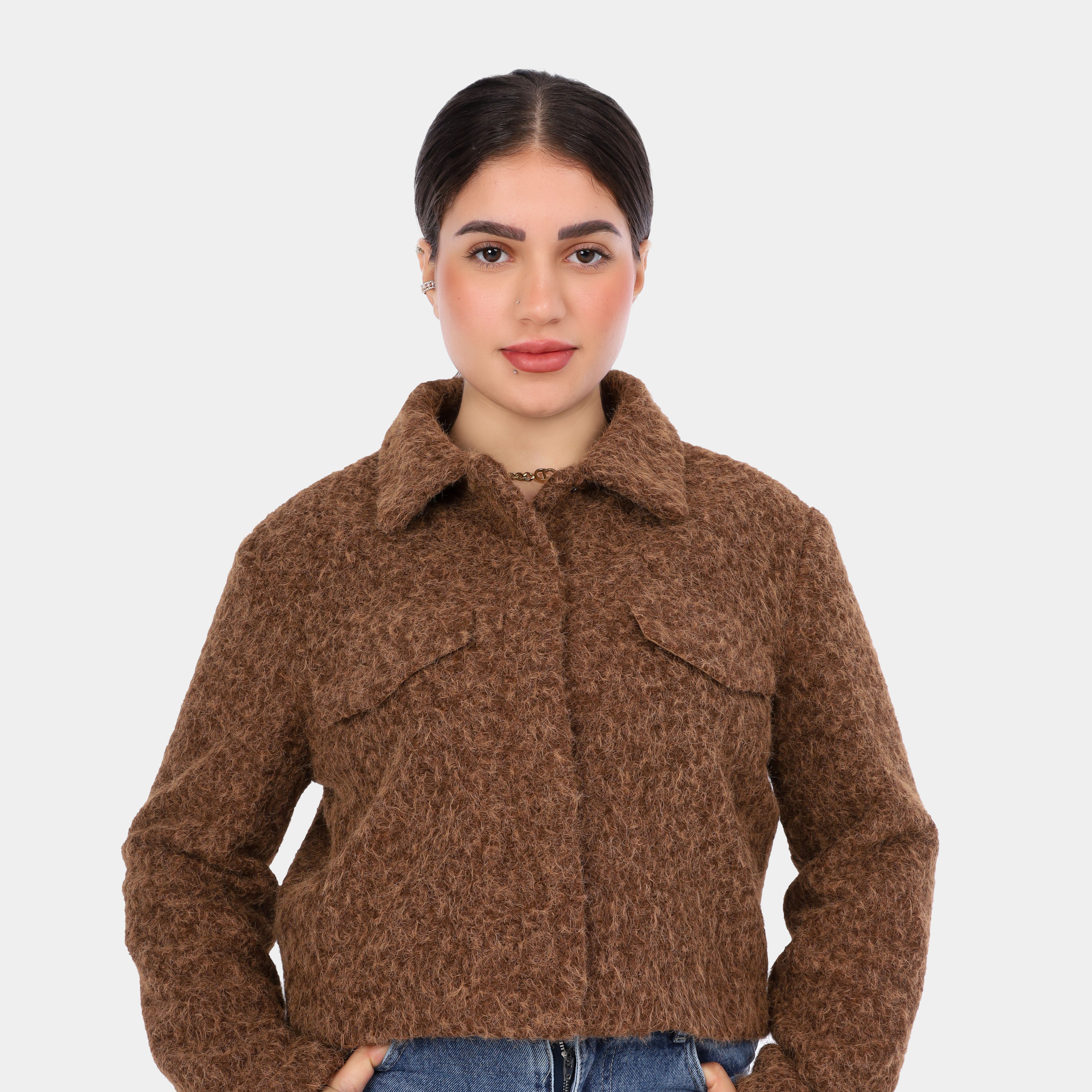 Cropped Hairy Wool Jacket w169240075