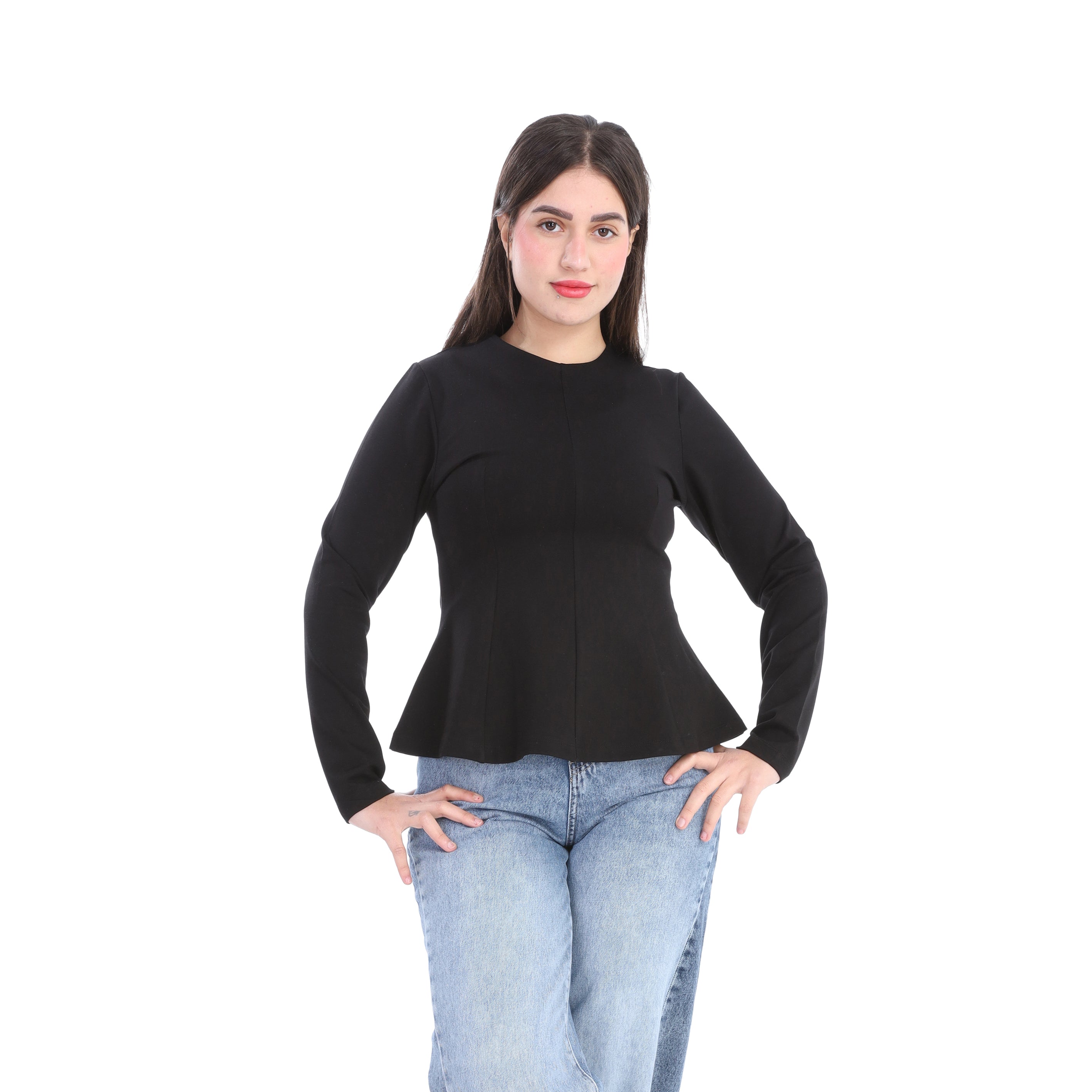 Elegant Peplum Blouse With Slim-Fit Design w169250010