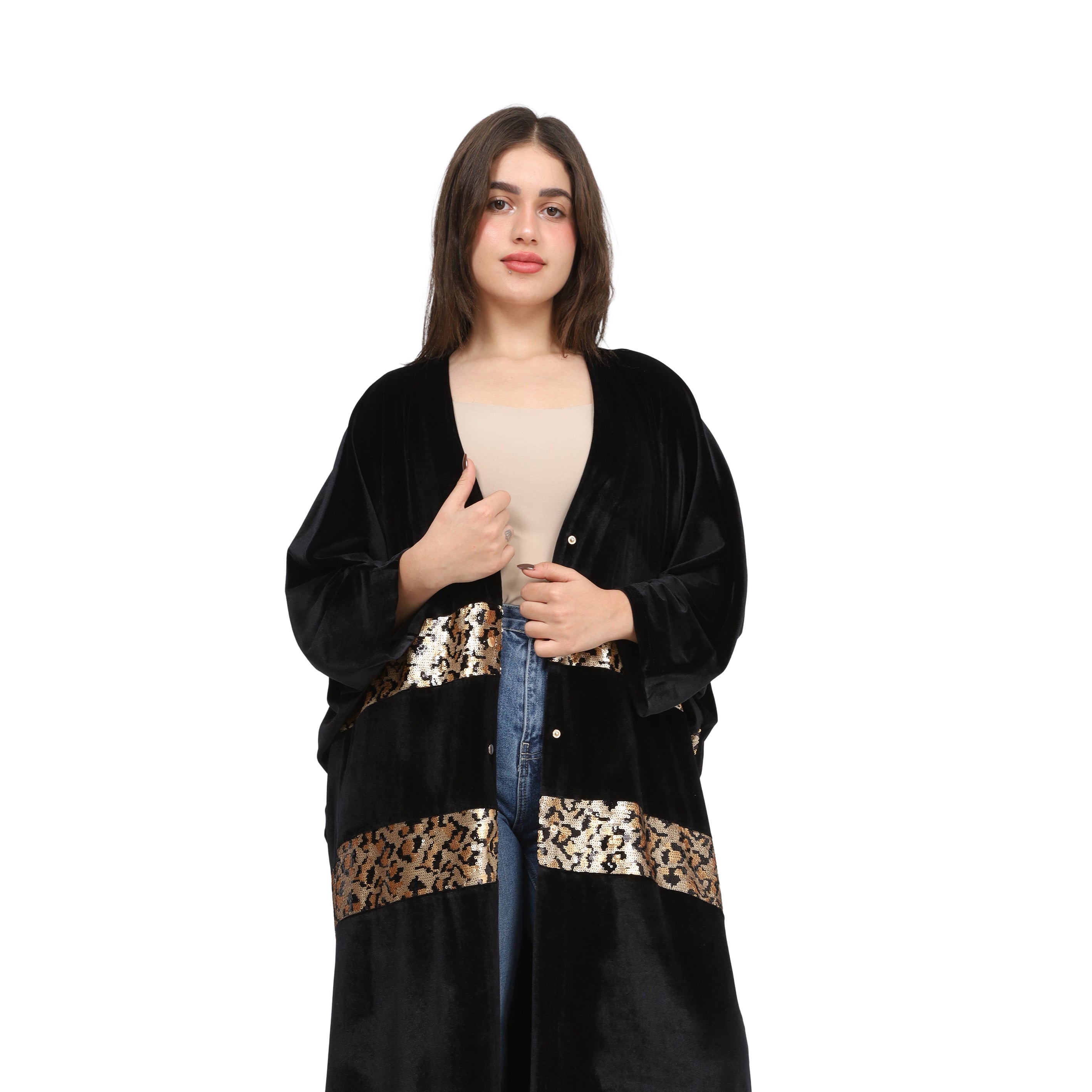 Velvet Leopard Trim Cardigan w169280006