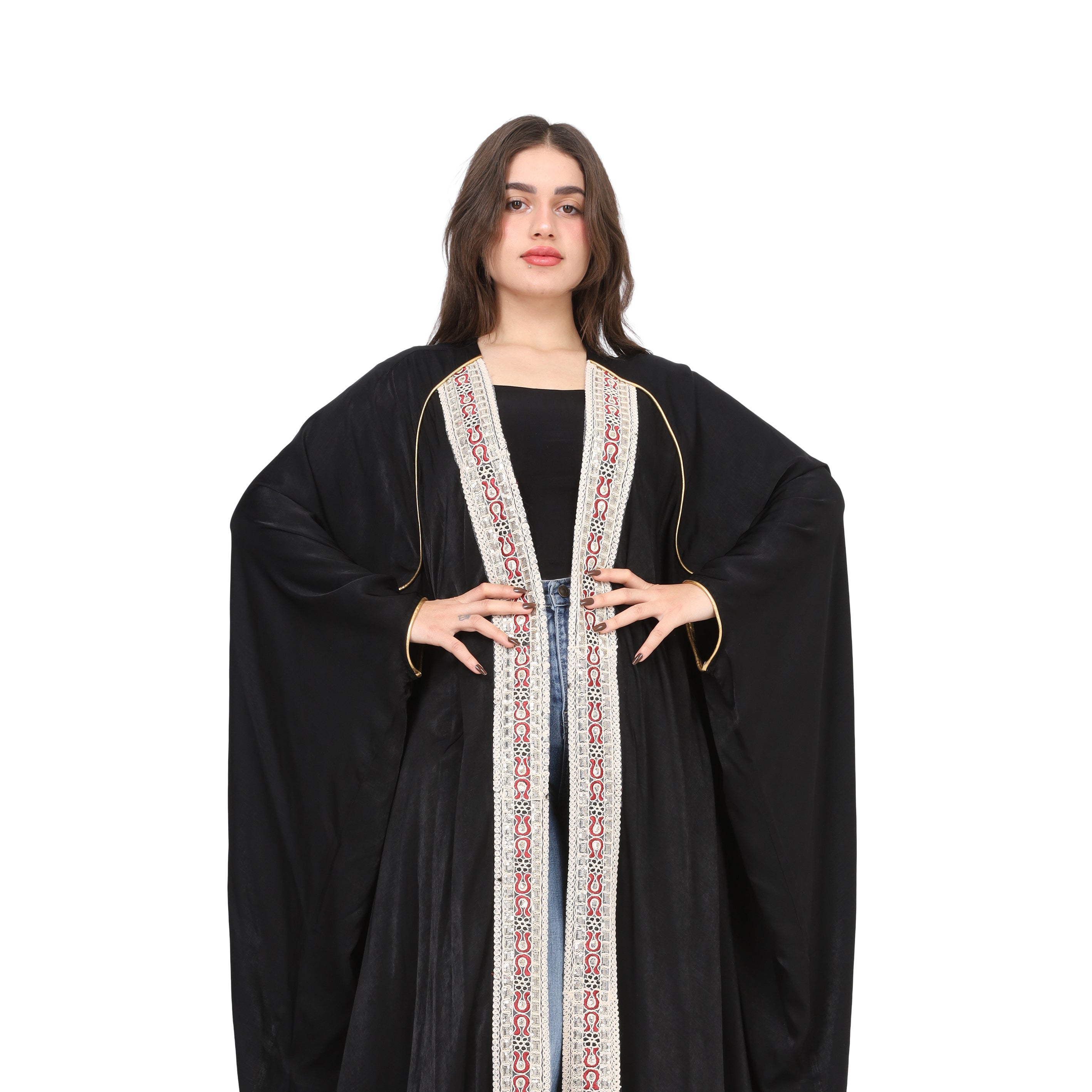Embroidered Long Open Cardigan w169280010