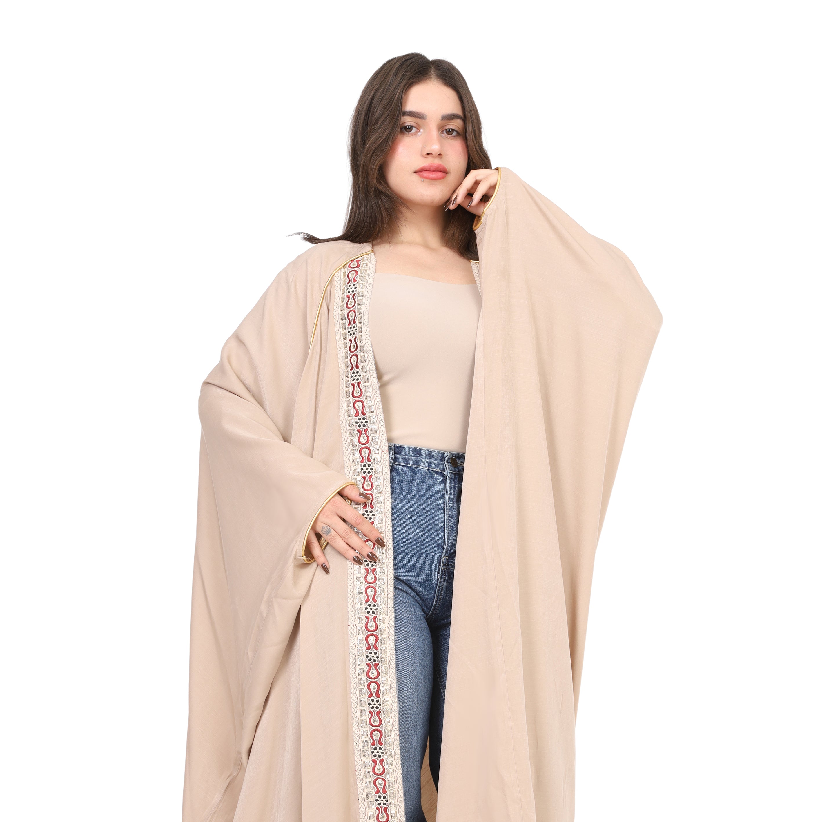 Embroidered Long Open Cardigan w169280010