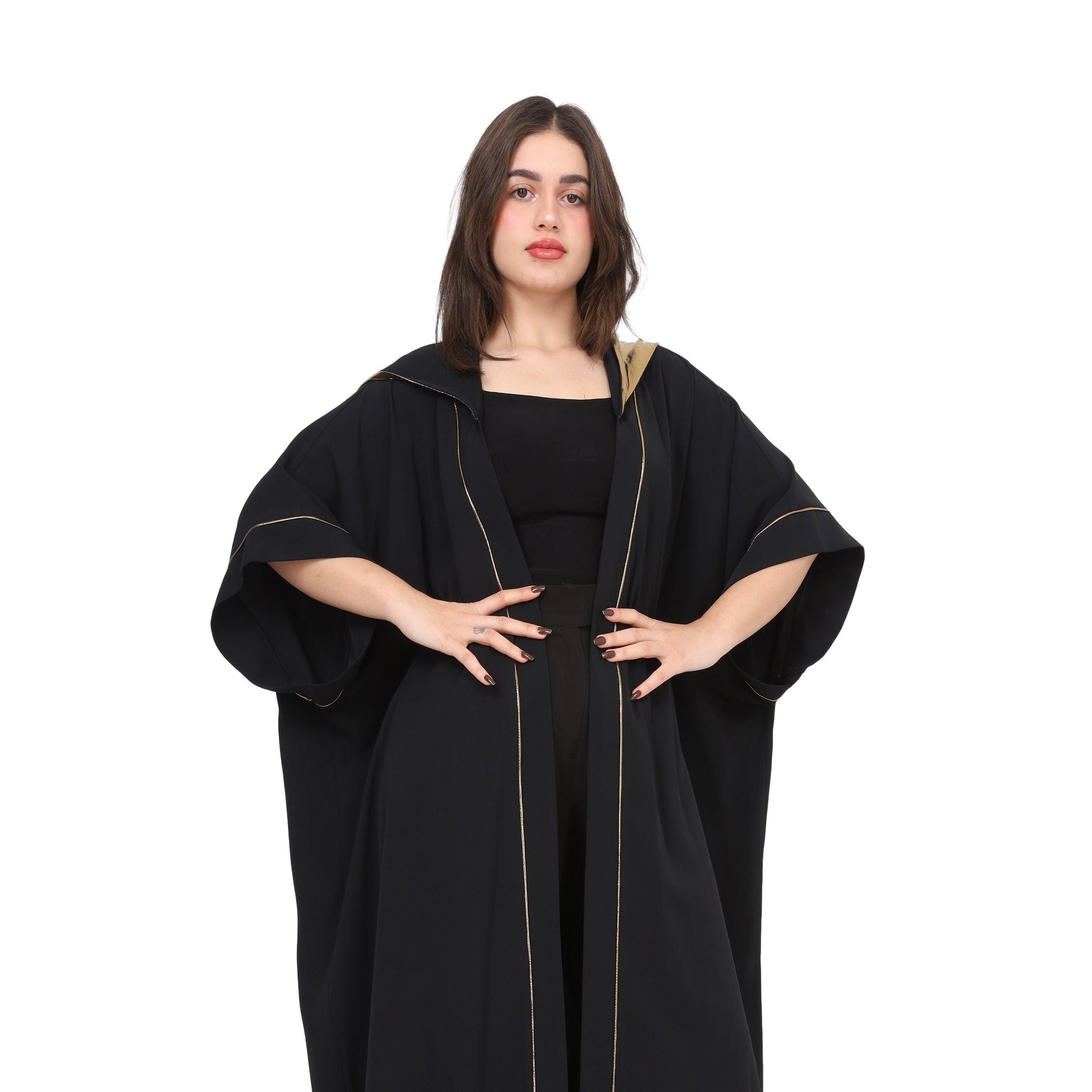 Hooded Cardigan with Metallic Hood w169280011