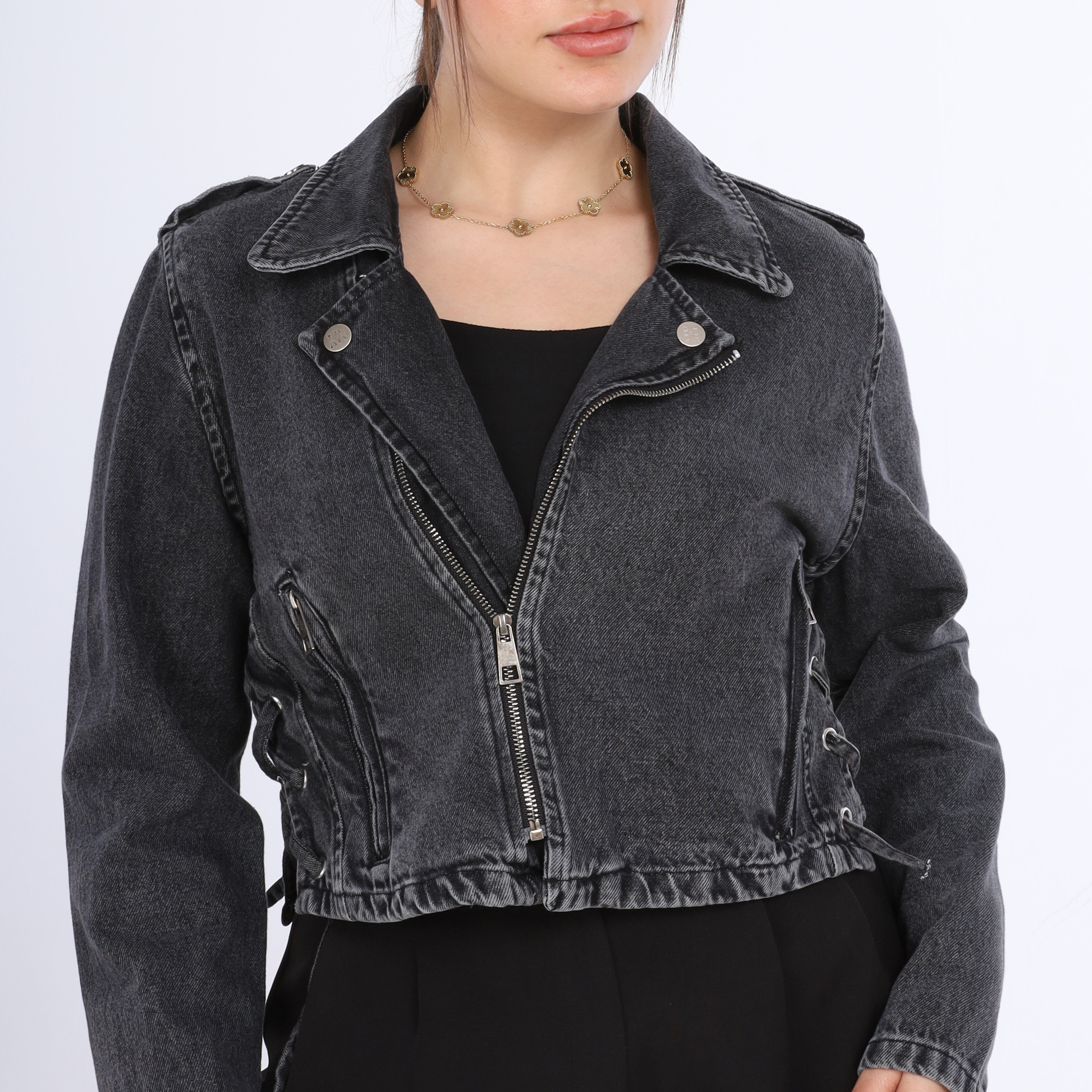 Cropped Blazer-Style Denim Jacket w17011447