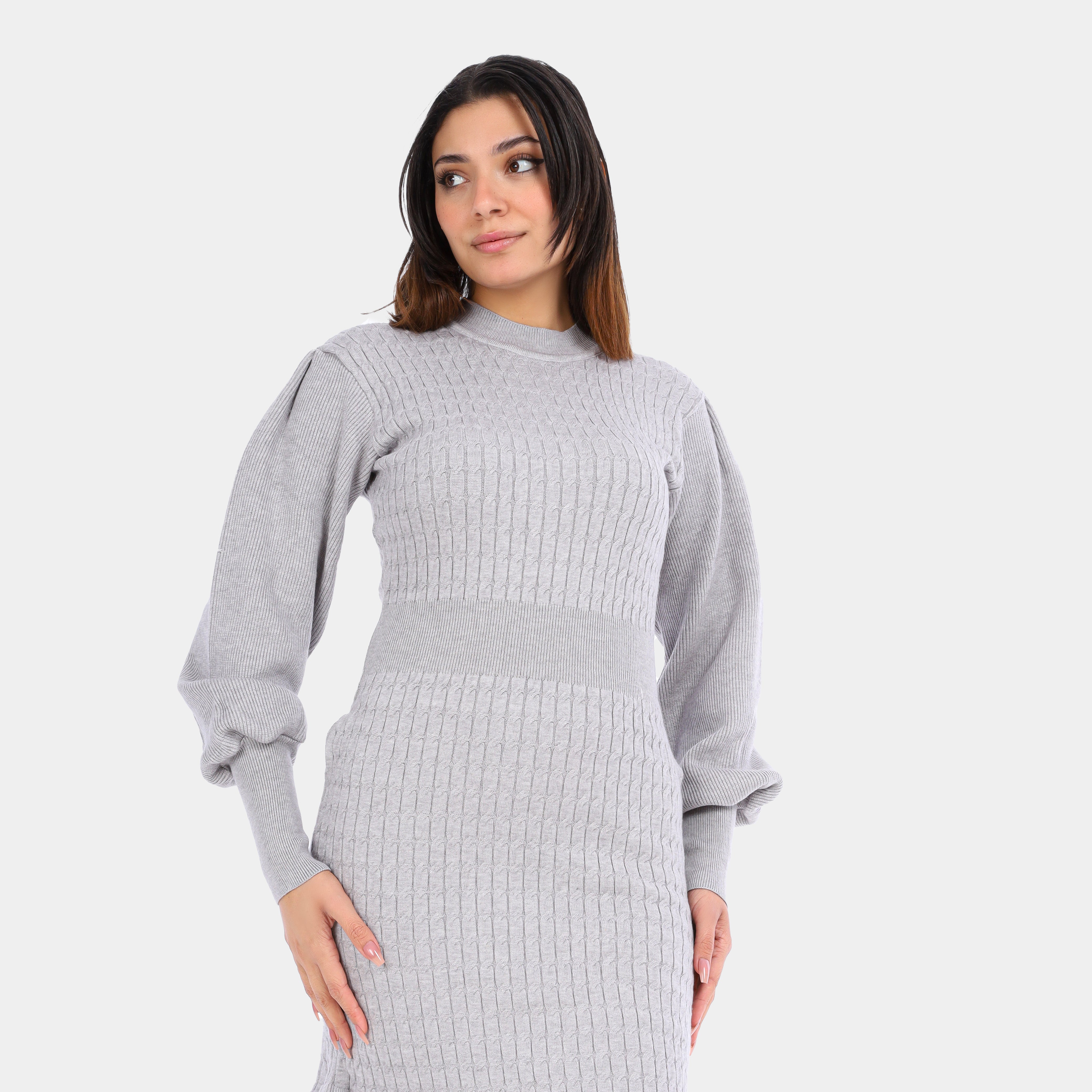 Asymmetrical Ribbed Knit Mini Dress w1720486