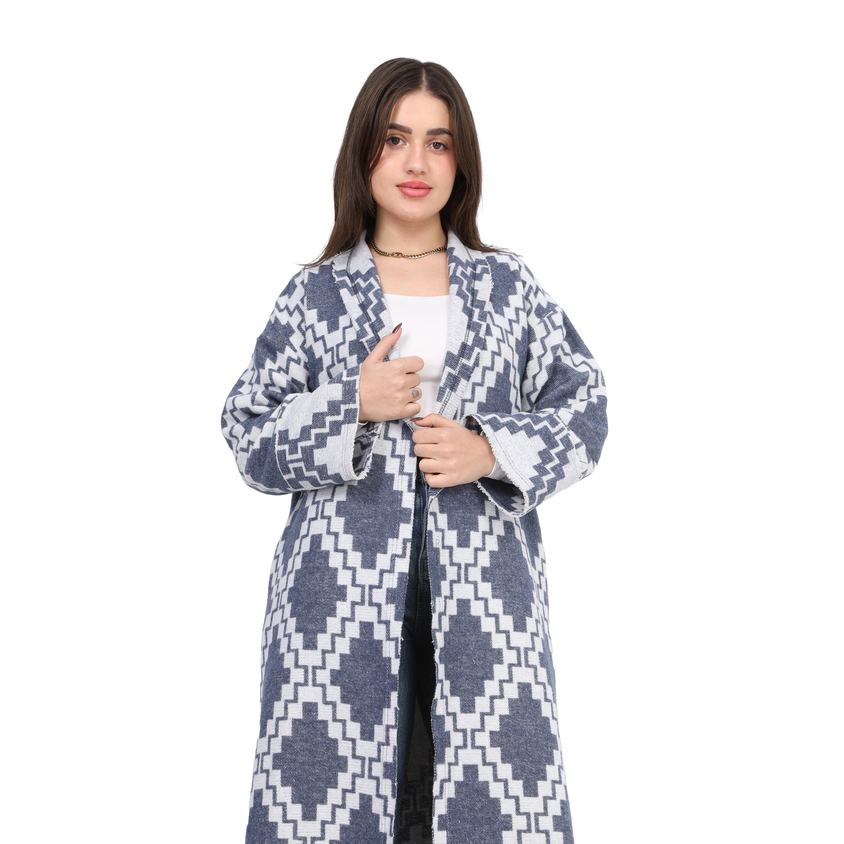 Geometric Knit Cardigan w175010079