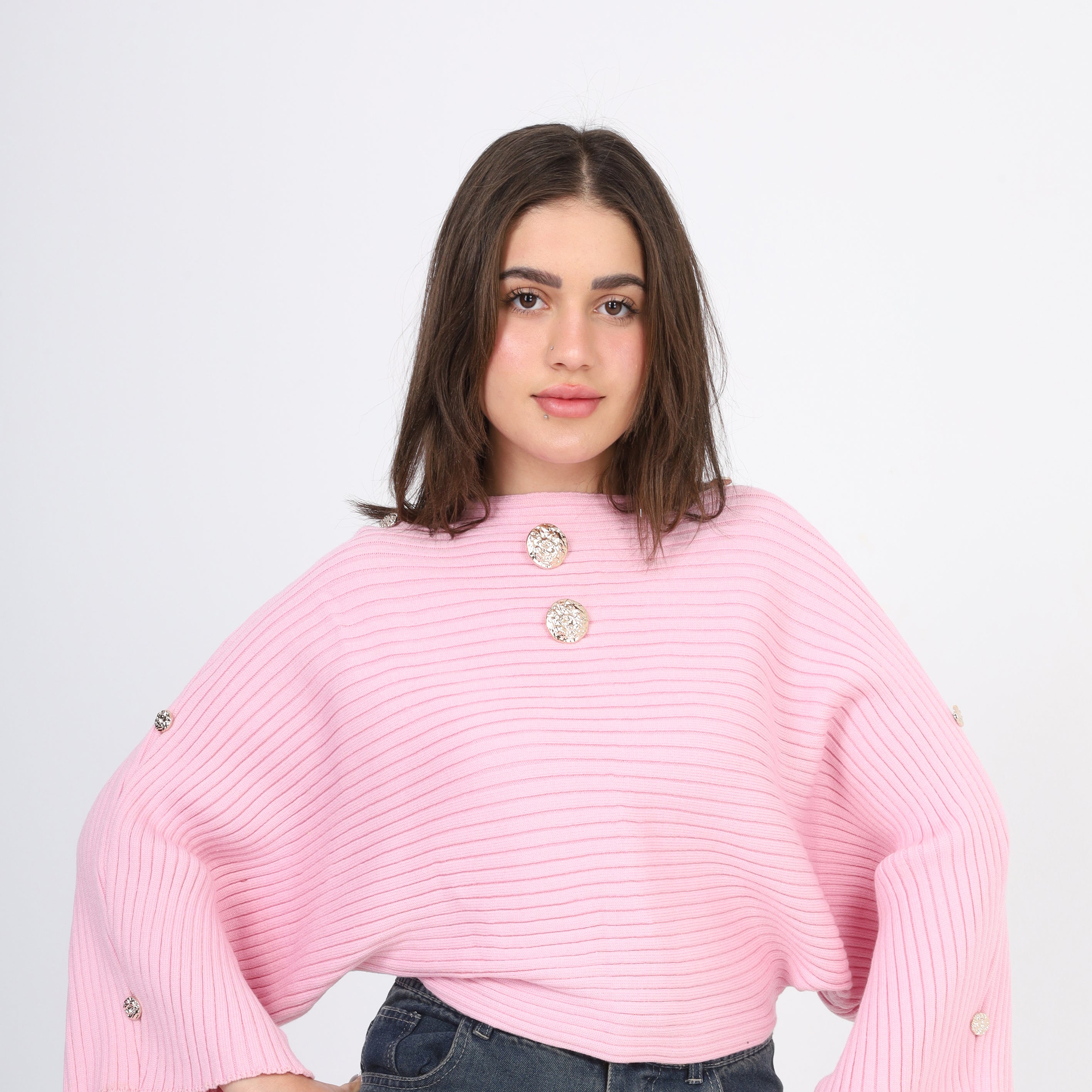 Cropped Blouse with Wide Sleeves w17504022