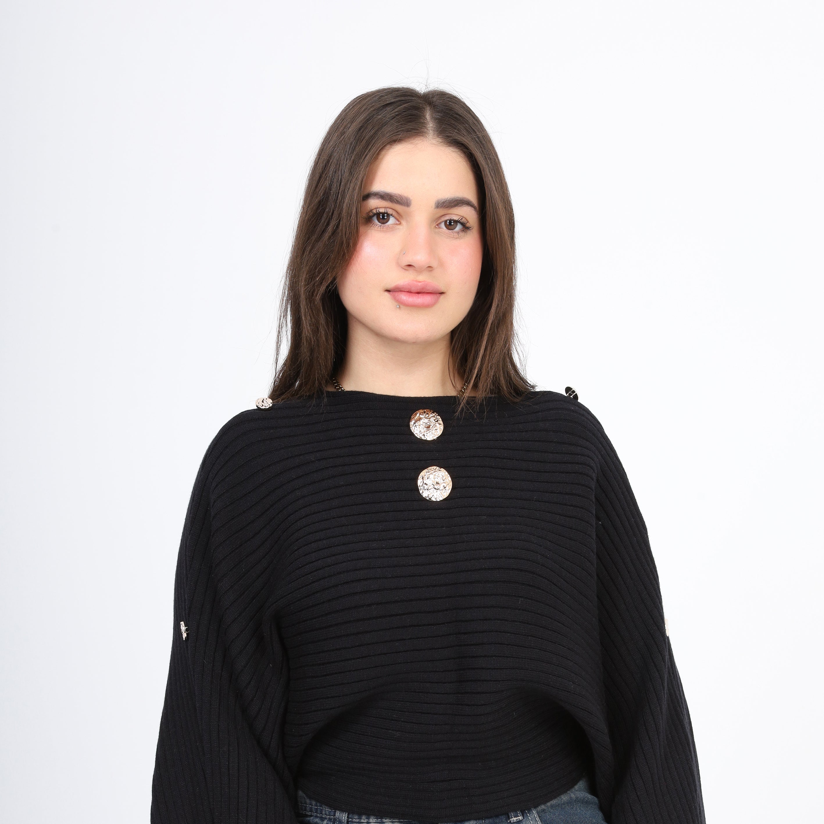 Cropped Blouse with Wide Sleeves w17504022