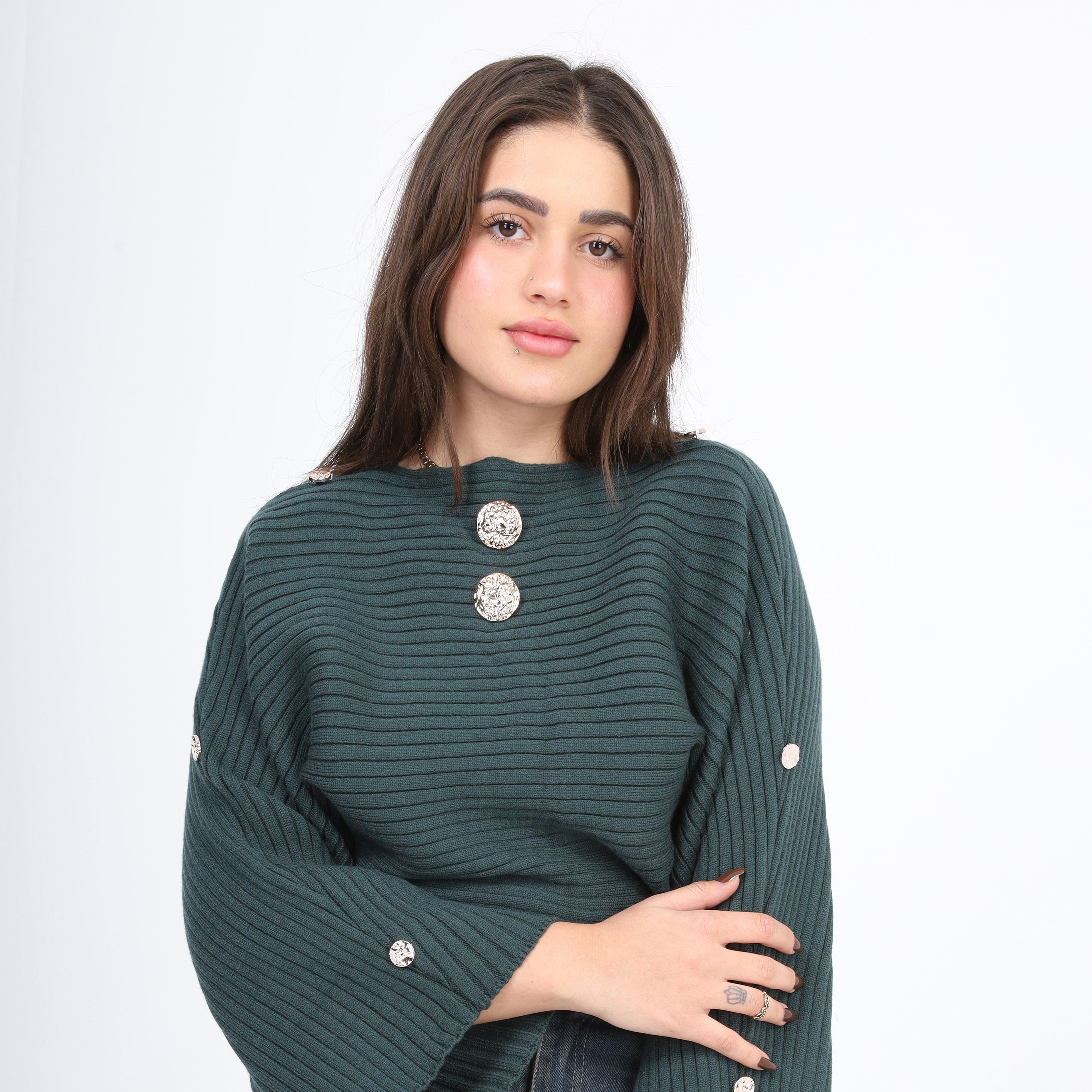 Cropped Blouse with Wide Sleeves w17504022