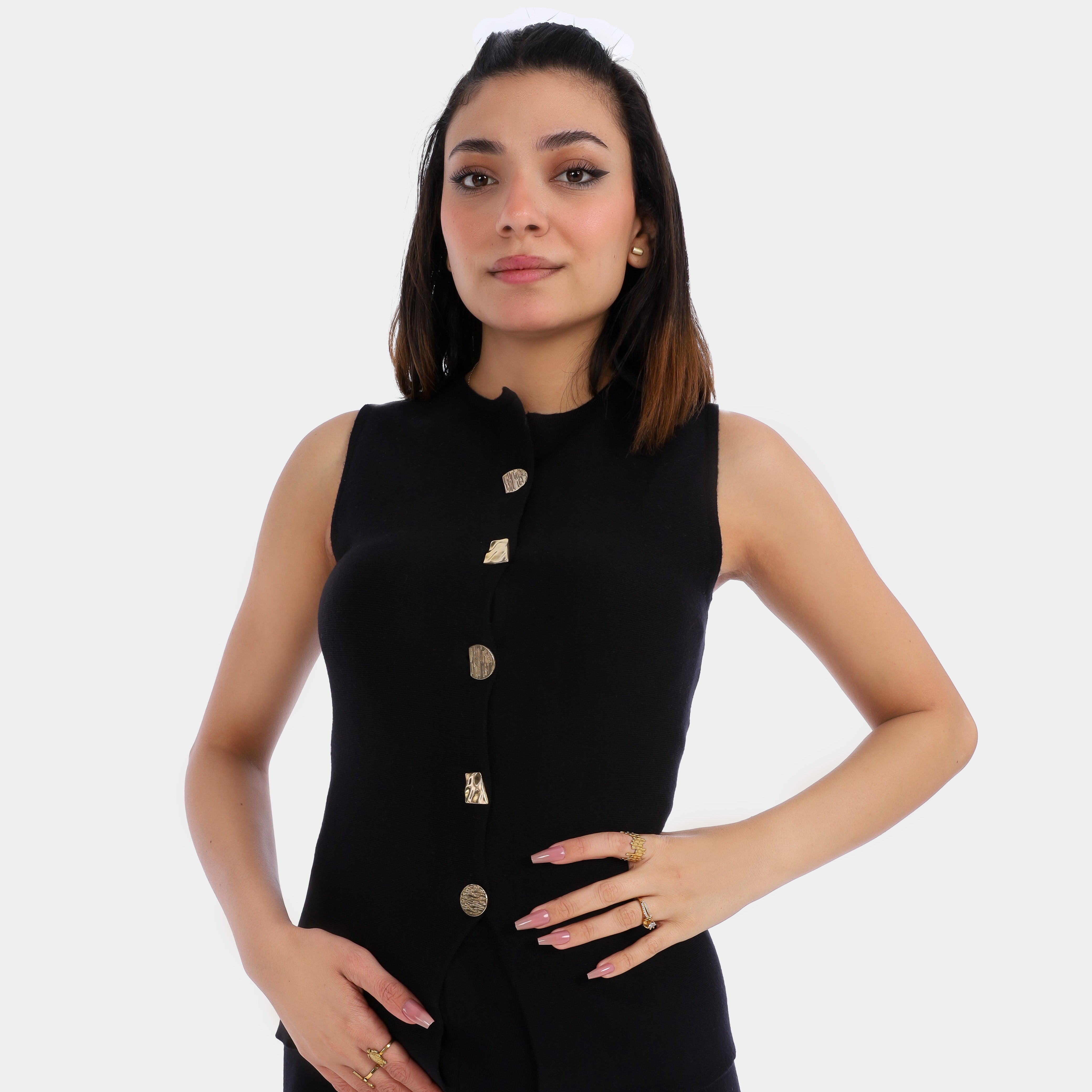 Soft Knit Sleeveless Sweater & Pants Suit w995011