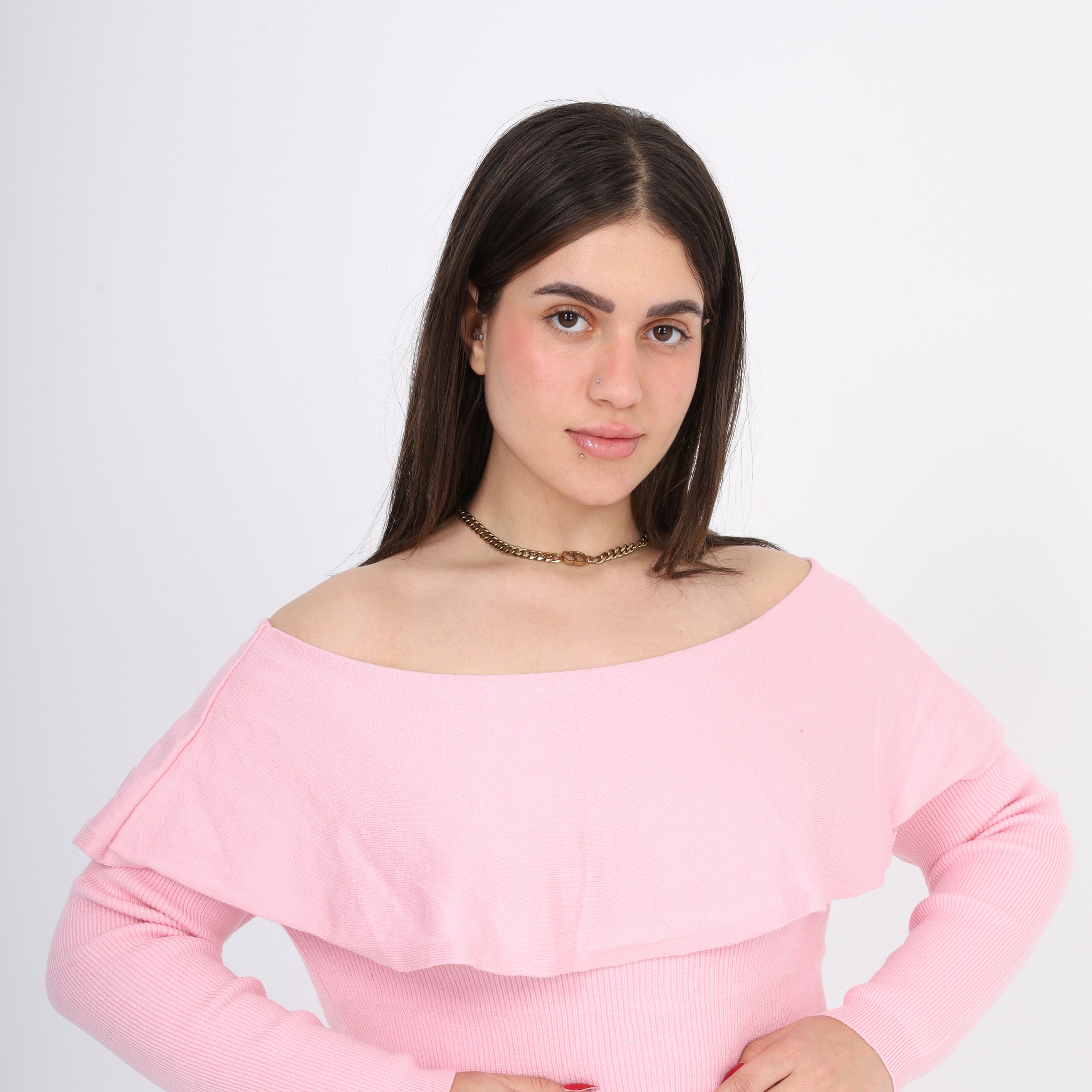 Off-Shoulder Knitted Sweater w995B001