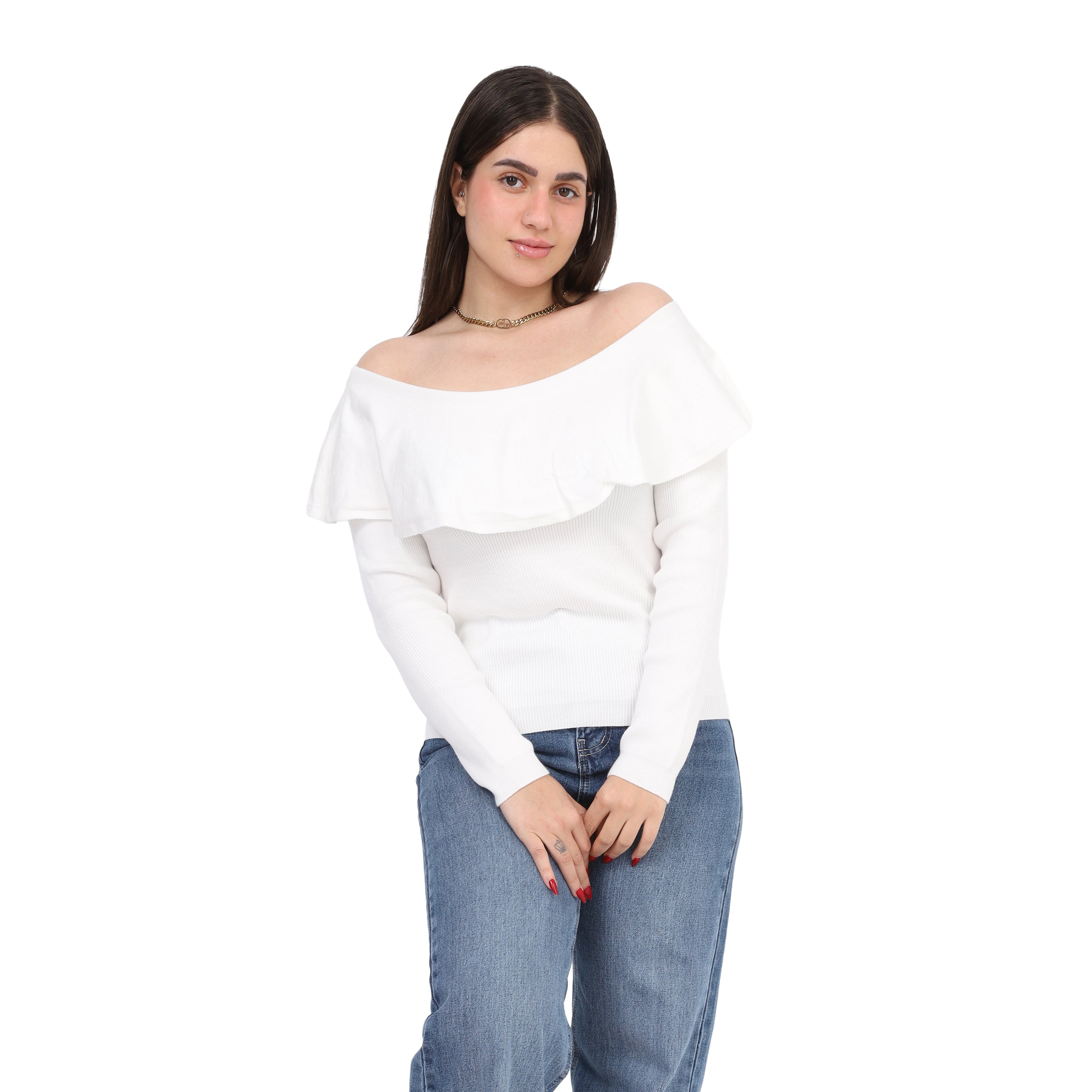 Off-Shoulder Knitted Sweater w995B001