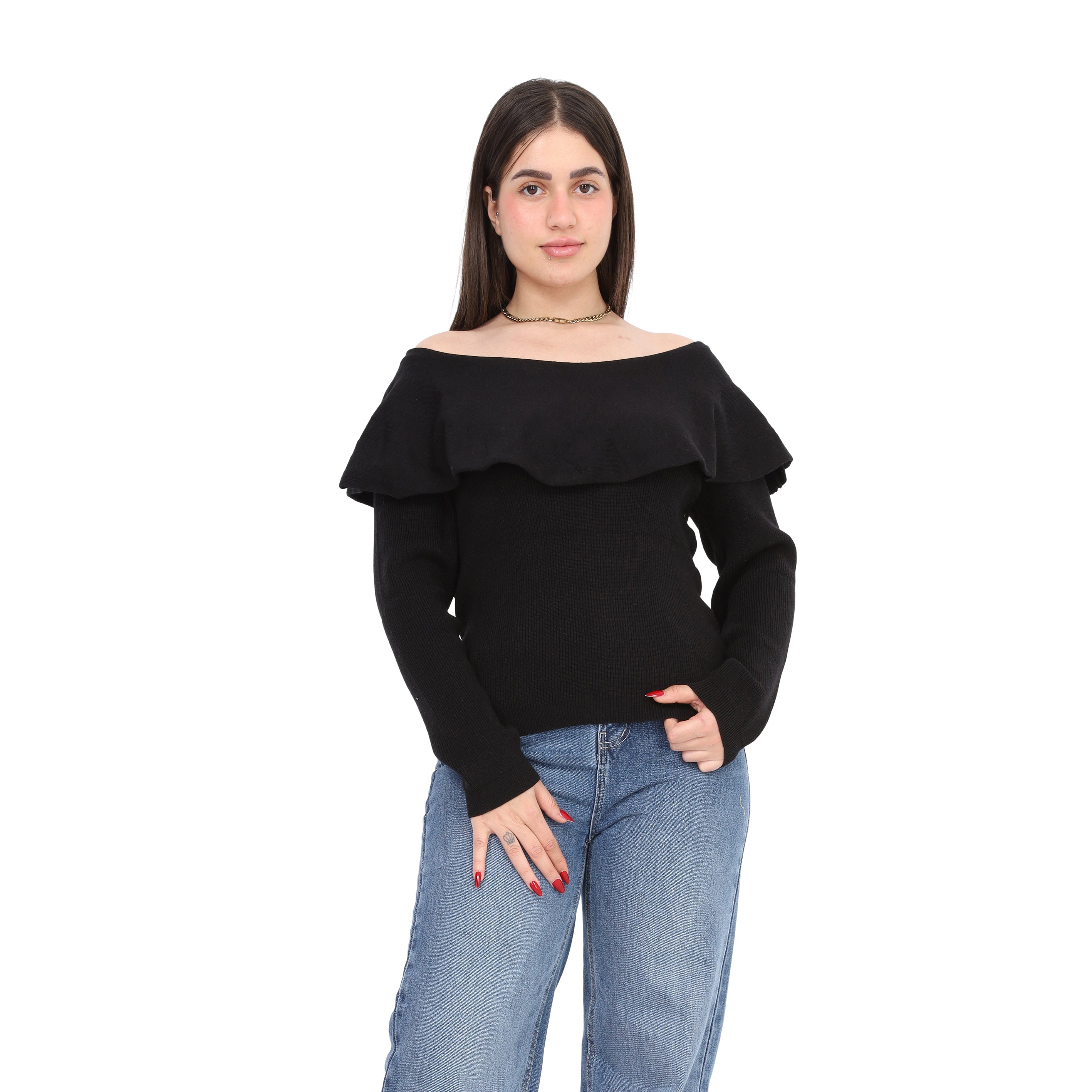 Off-Shoulder Knitted Sweater w995B001