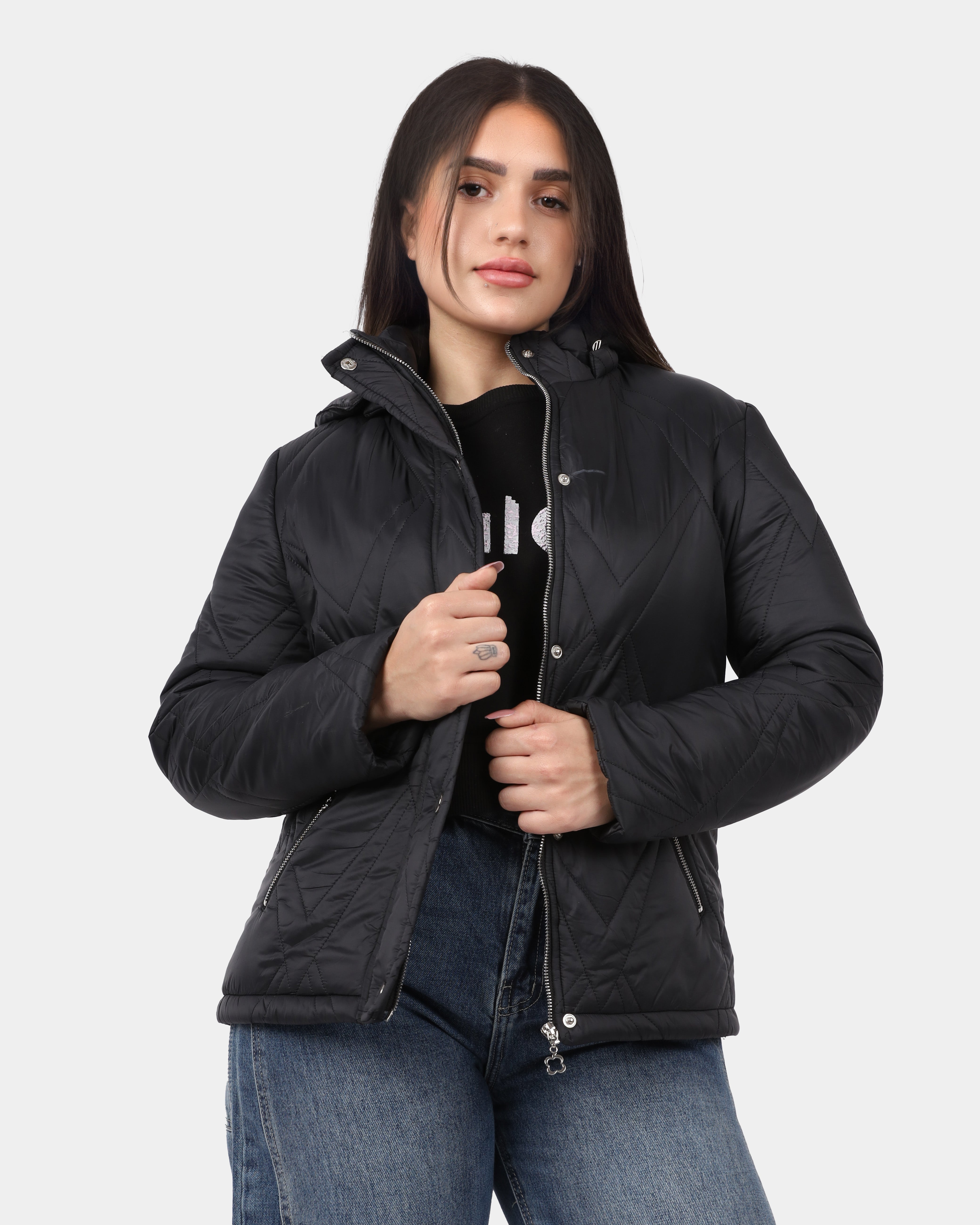 Front-Zip Puffer Jacket with Snap Buttons w16962034